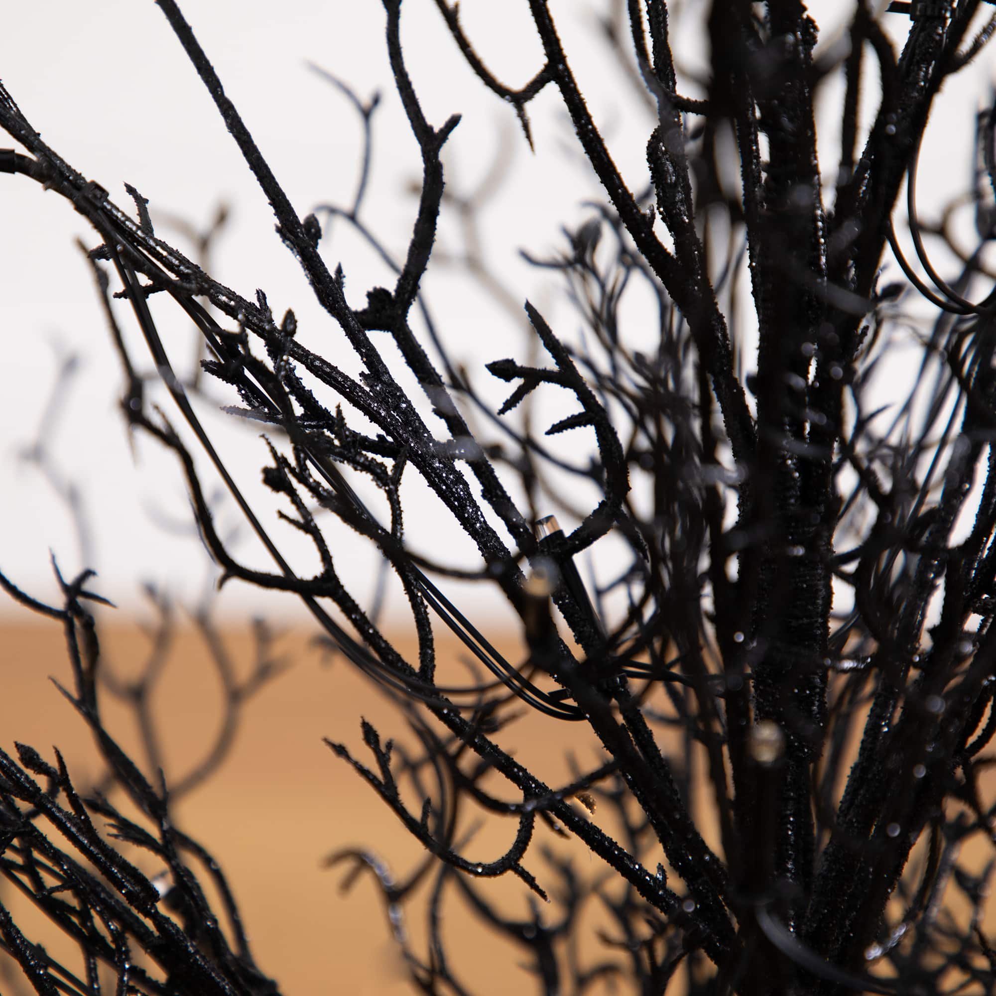 3ft. Pre-Lit Halloween Black Twig Artificial Fall Tree in Burlap Planter