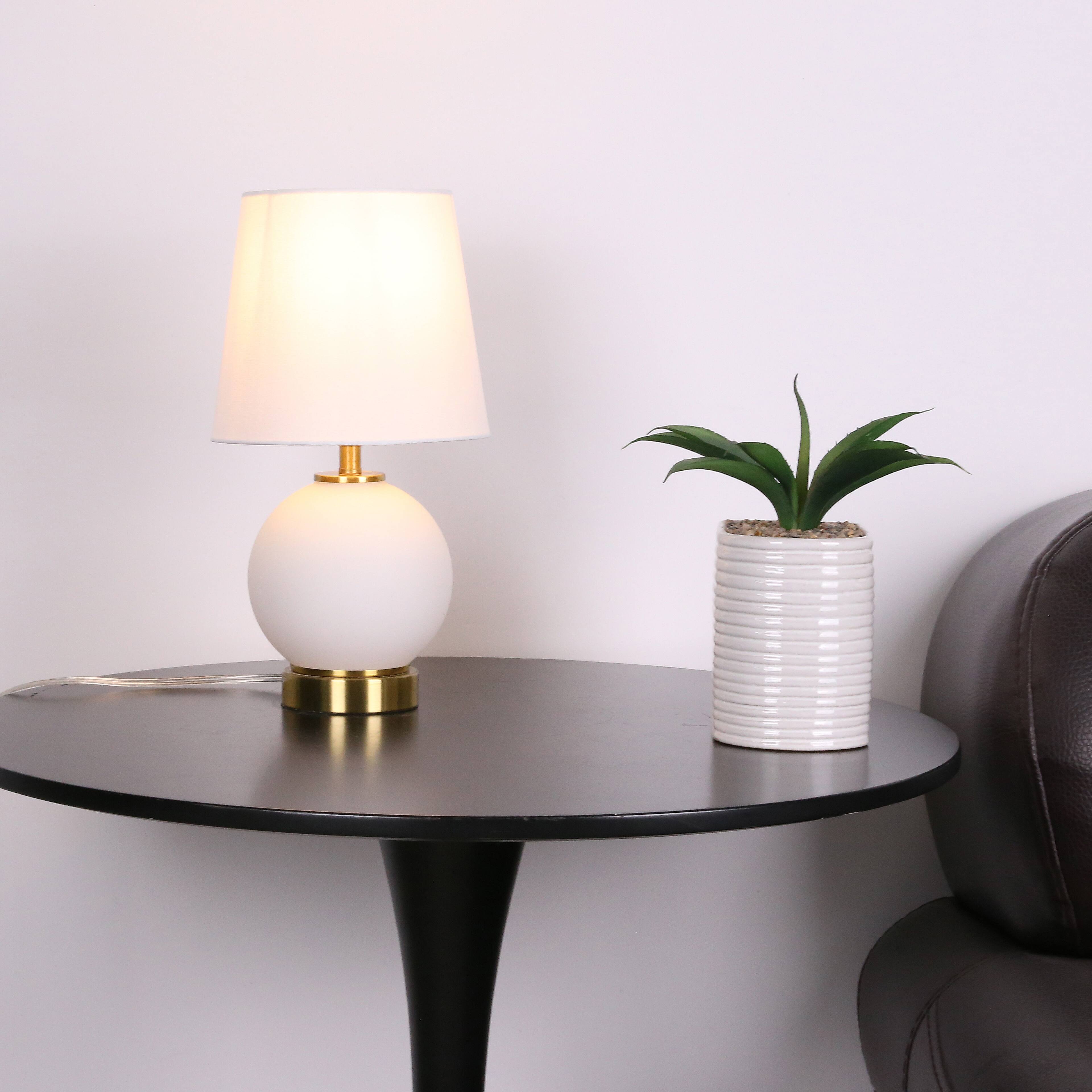14" Gold & White Glass Table Lamp with White Fabric Shade by Ashland®