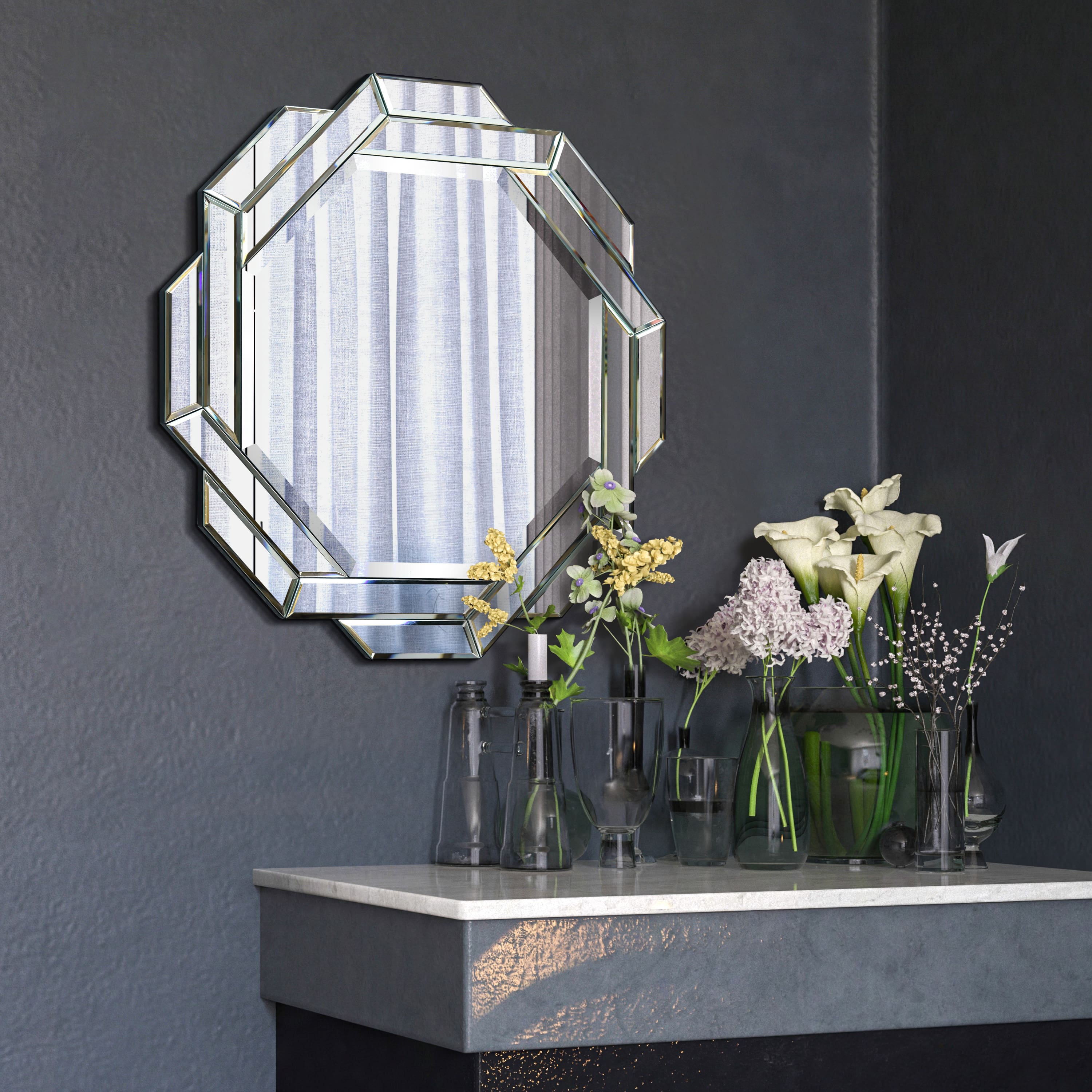 Empire Art Direct Interlaced Round Beveled Framed Wall Mirror