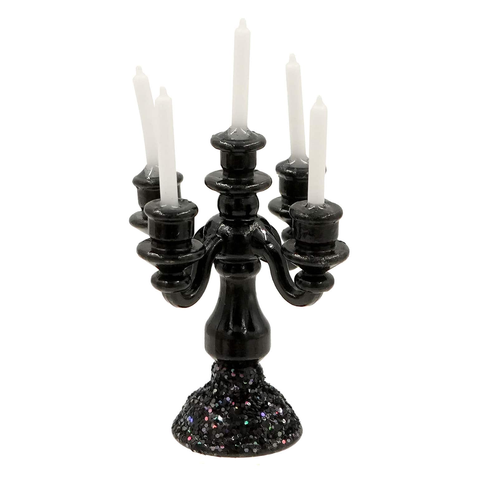 Mini Black Candelabra with White Candles by Ashland®