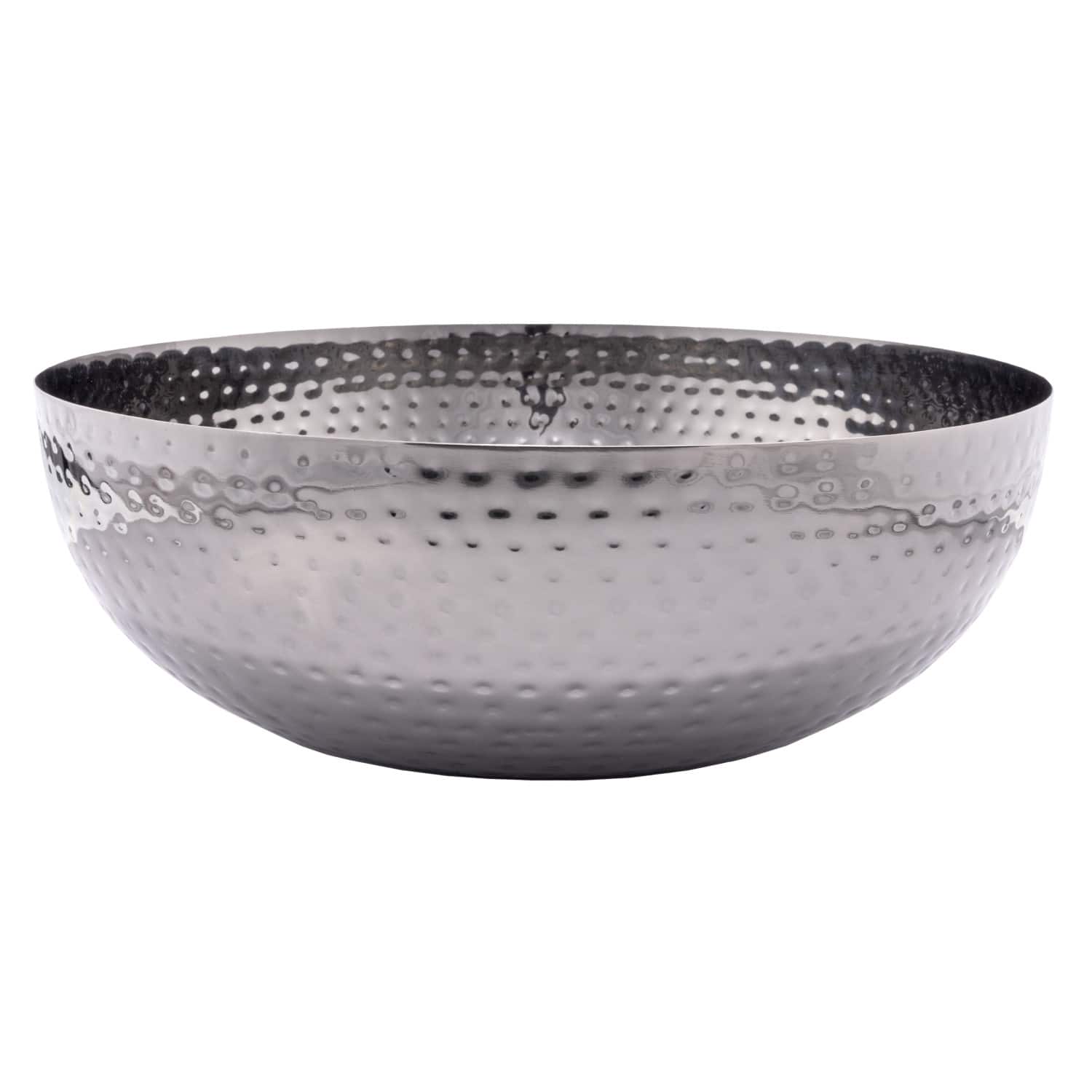 Hello Honey® 14" Oxidized Silver Round Hammered Metal Bowl