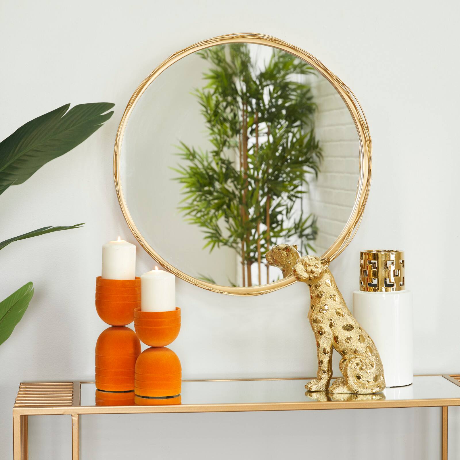 Gold Metal Glam Wall Mirror, Set of  24" x 24" x 3"