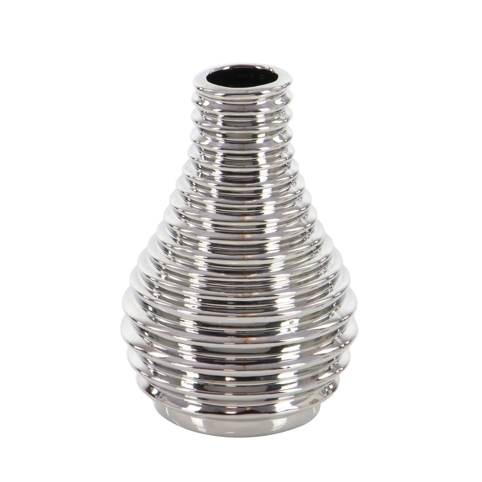 Set of 3 Silver Ceramic Glam Vase, 8" x 5"