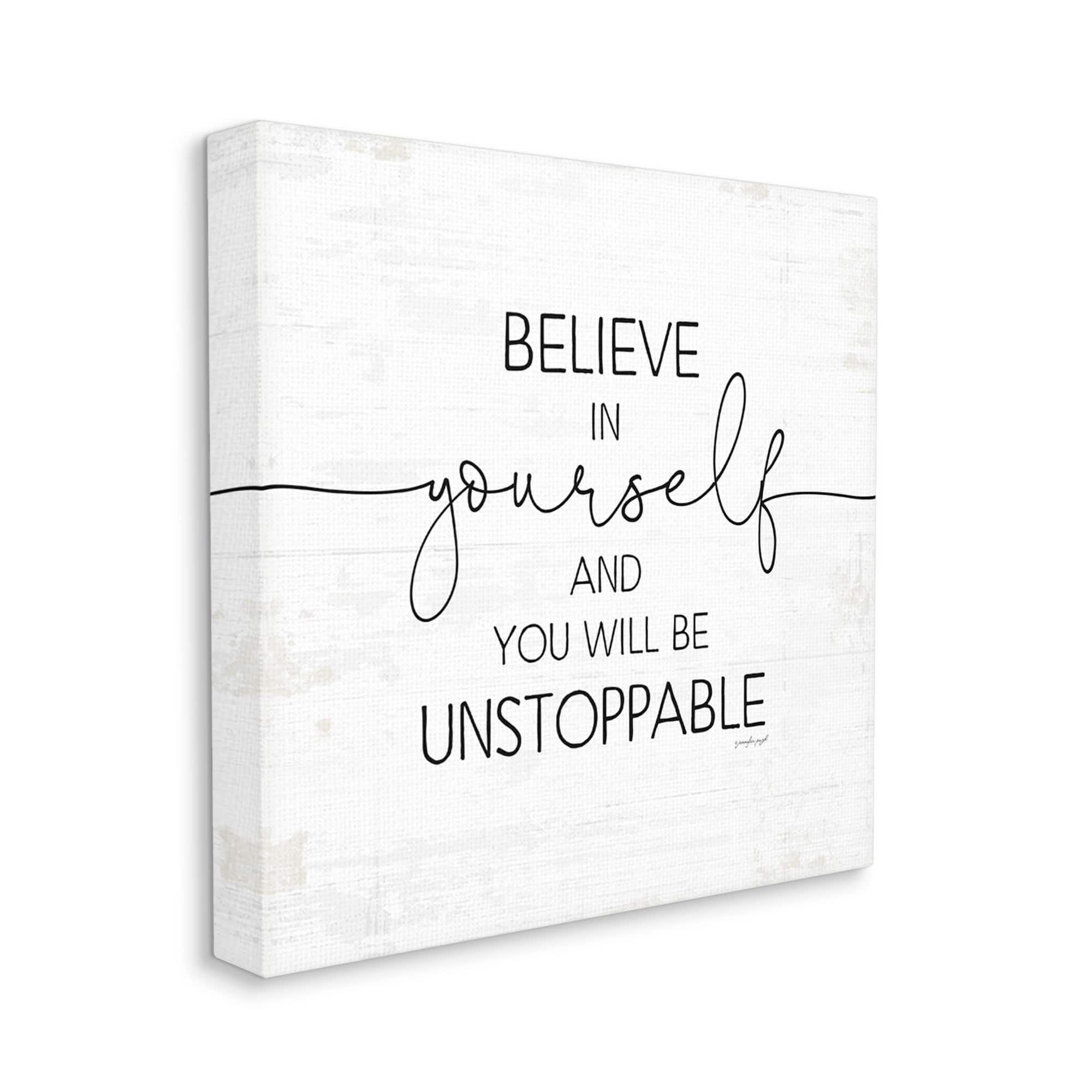 Stupell Industries Believe In Yourself Inspirational Sentiments Distressed Charm Canvas Wall Art