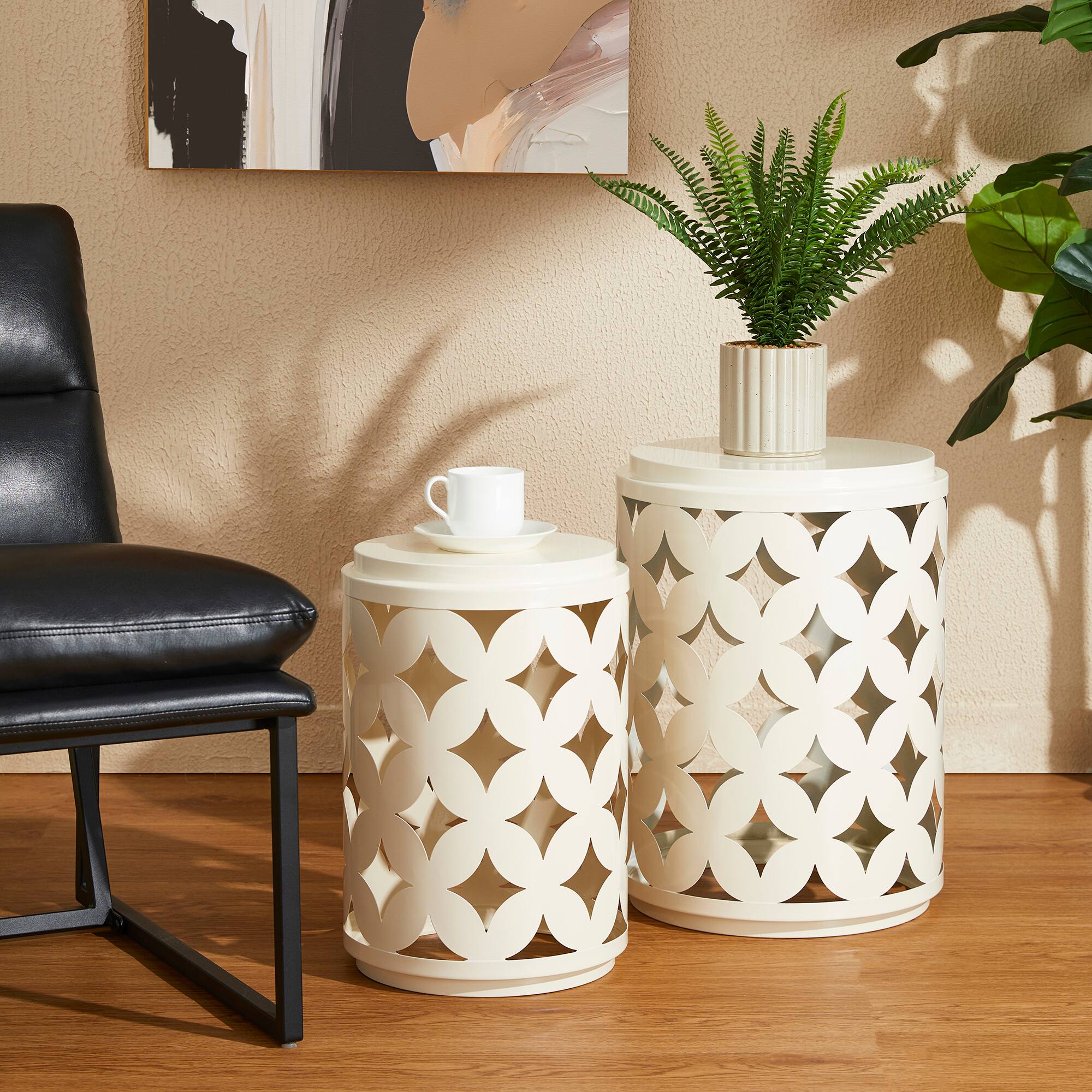 Glitzhome® Modern Heavy Duty Metal Frame Side Table Set