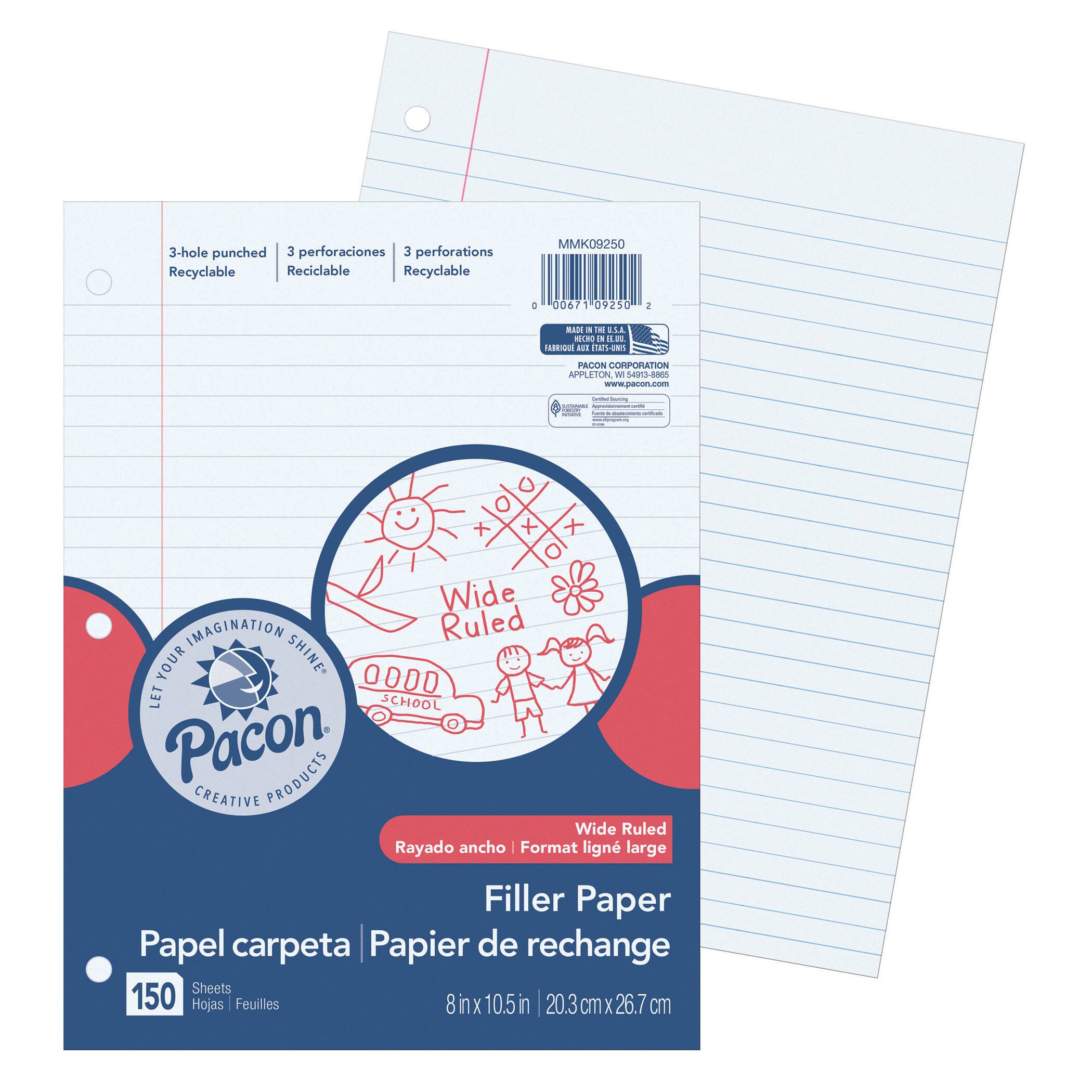 Pacon® 8" x 10.5" Filler Paper, 6 Packs of 150 Sheets