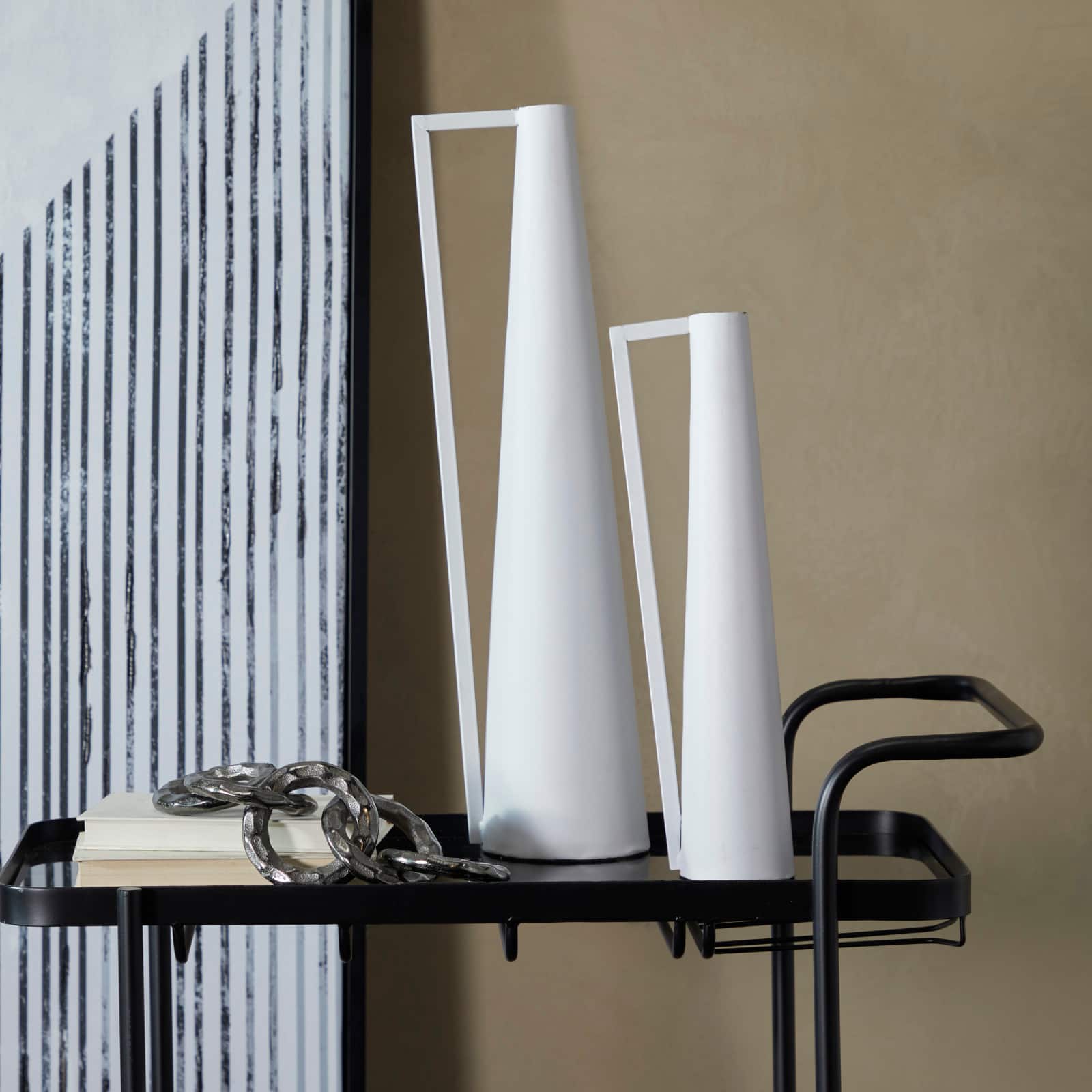 CosmoLiving by Cosmopolitan Metal Slim Vase with Handles Set of 2 22