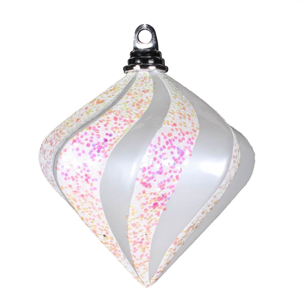 Vickerman 6" Candy & Glitter Swirl Diamond Christmas Ornament in White | 6" | Michaels®