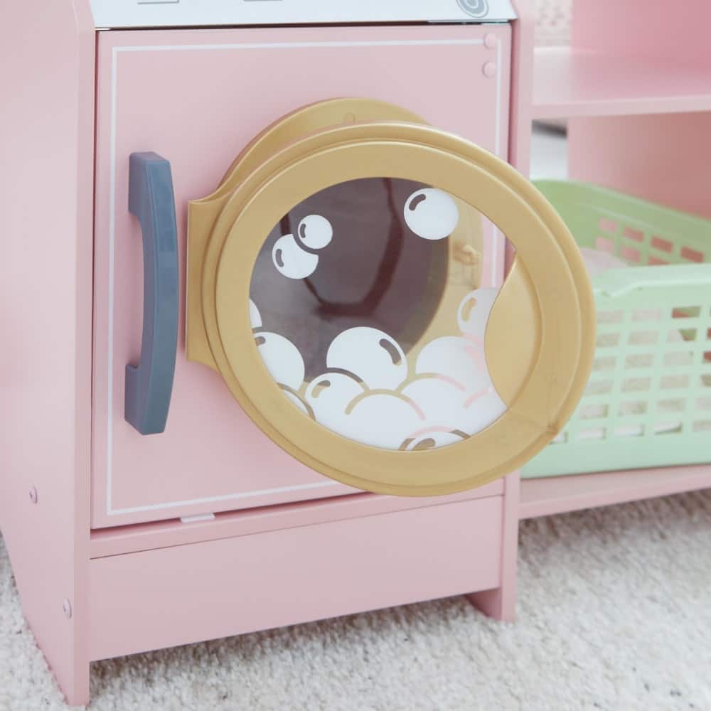KidKraft Wooden Laundry Play Set with Stacking Washer & Dryer Toy & 4 Accessories