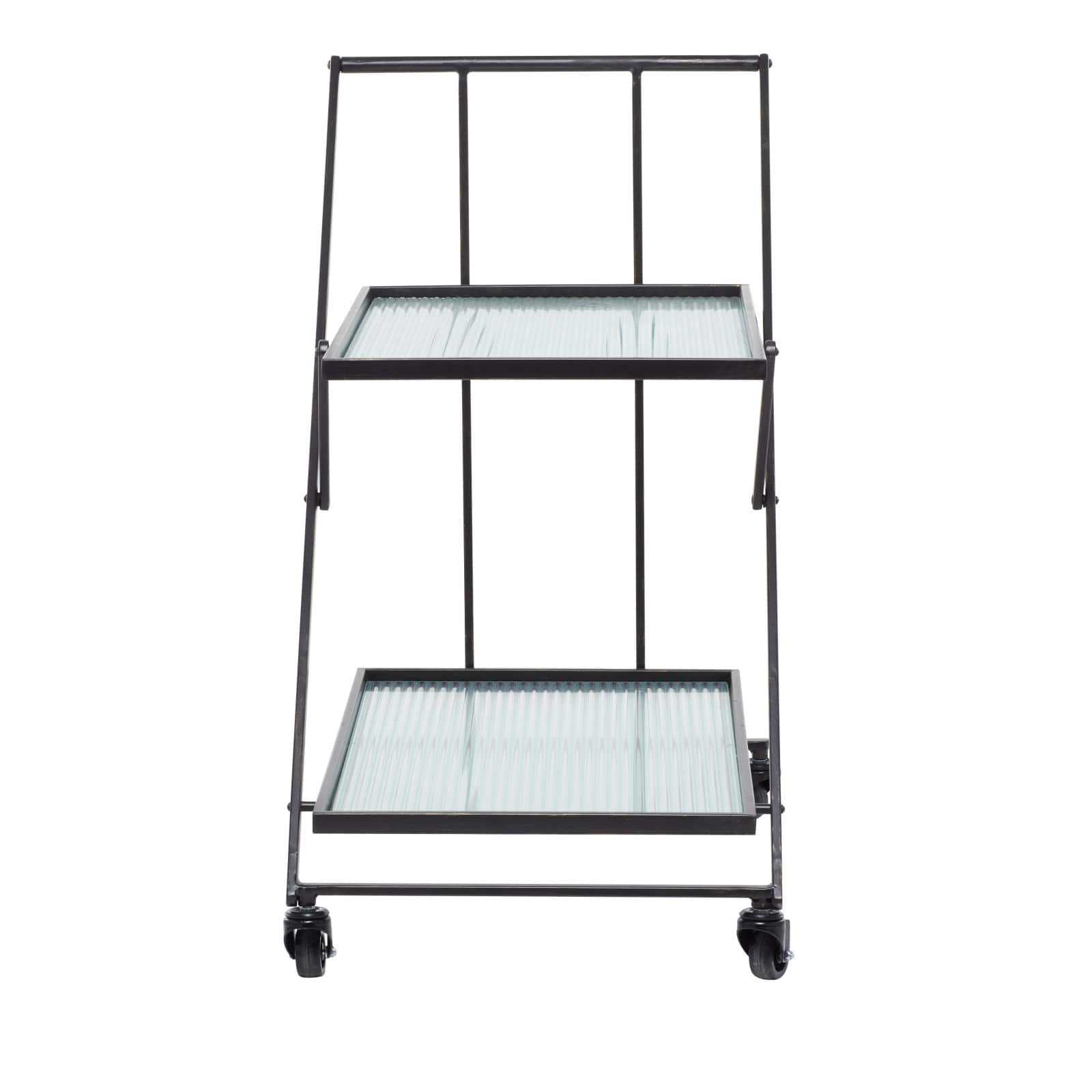 Black Iron Industrial Bar Cart, 32" x 25" x 18"