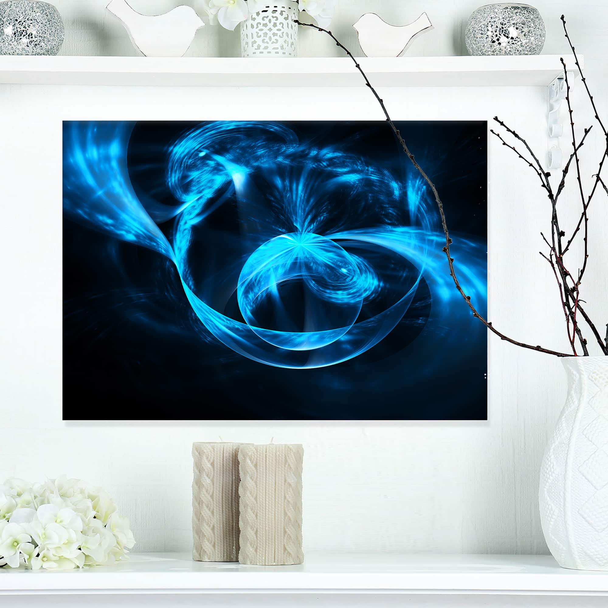 Designart - Fractal 3D Circled Blue Waves