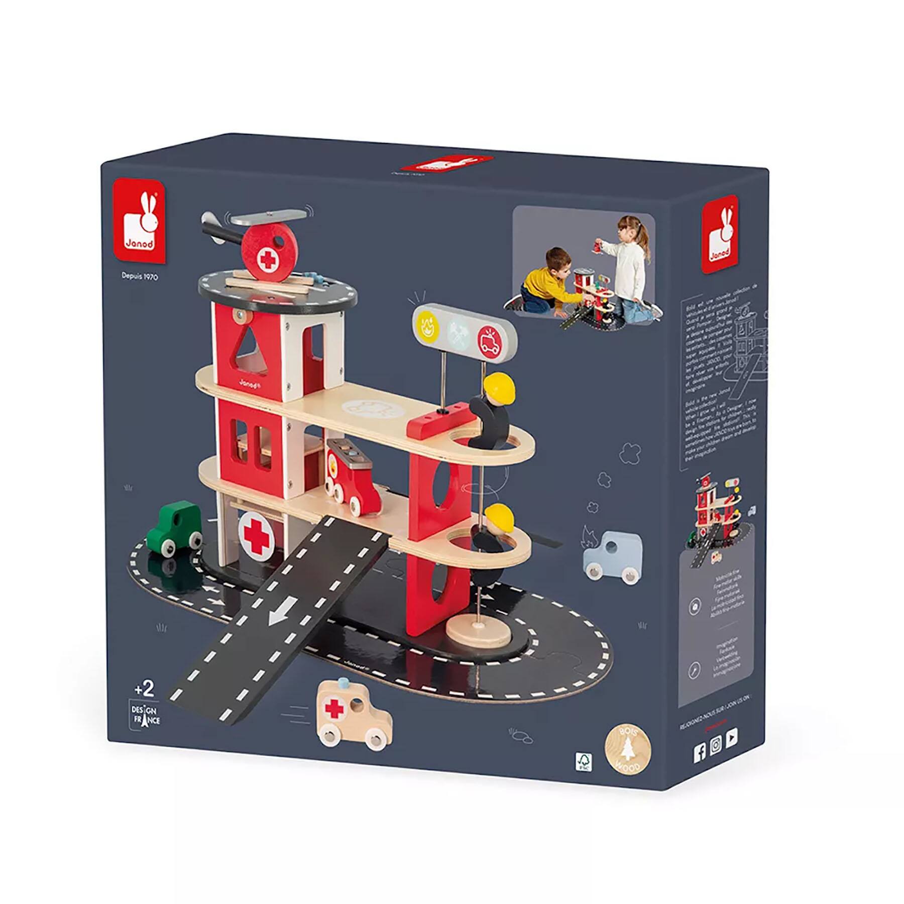 Janod® Red Fire Station Toy Set