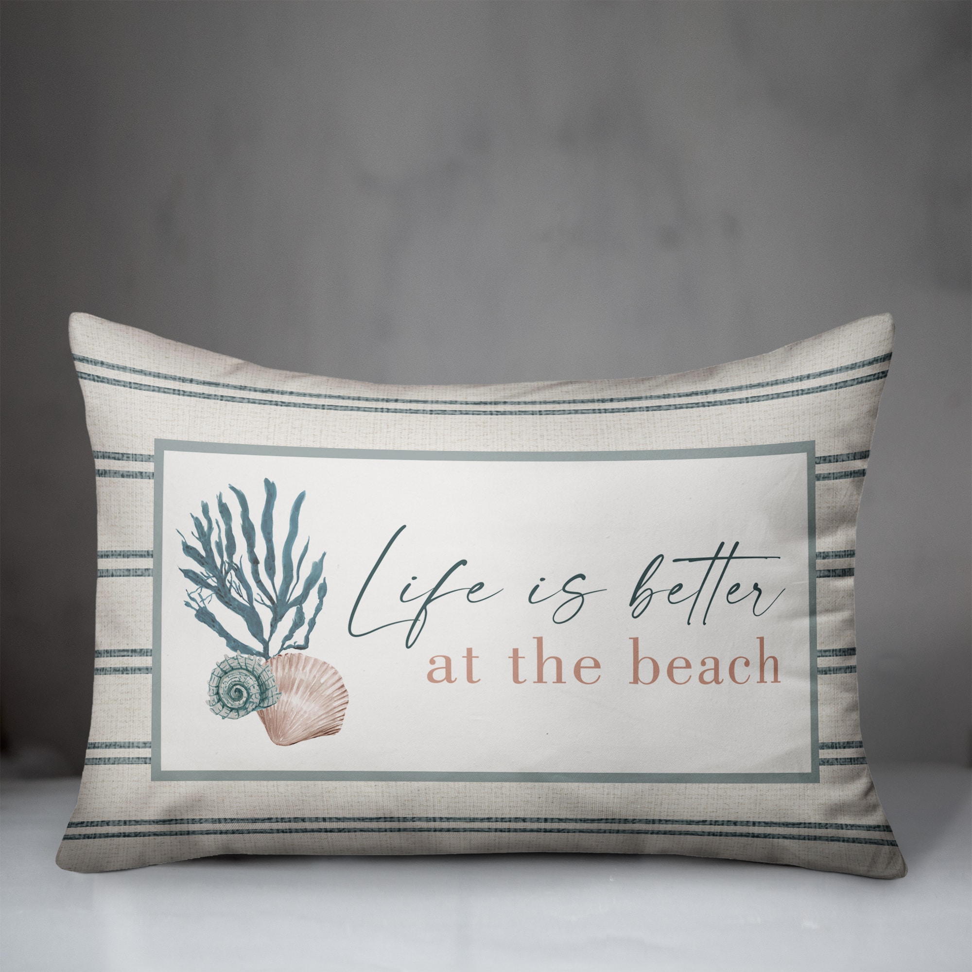 Life Is Better At The Beach Snail & Shell Throw Pillow
