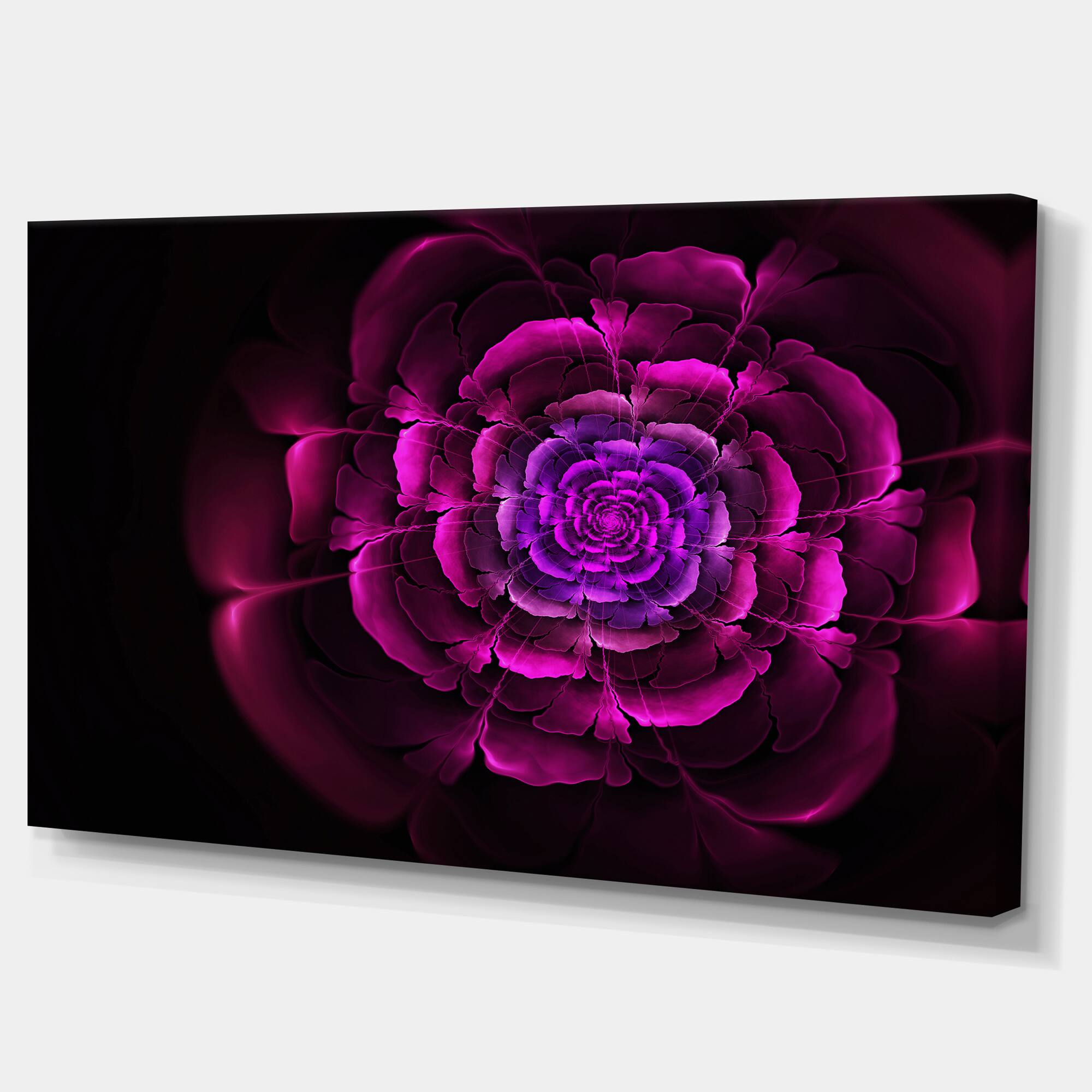 Designart - Fractal Purple Rose in Dark - Floral Canvas Art print