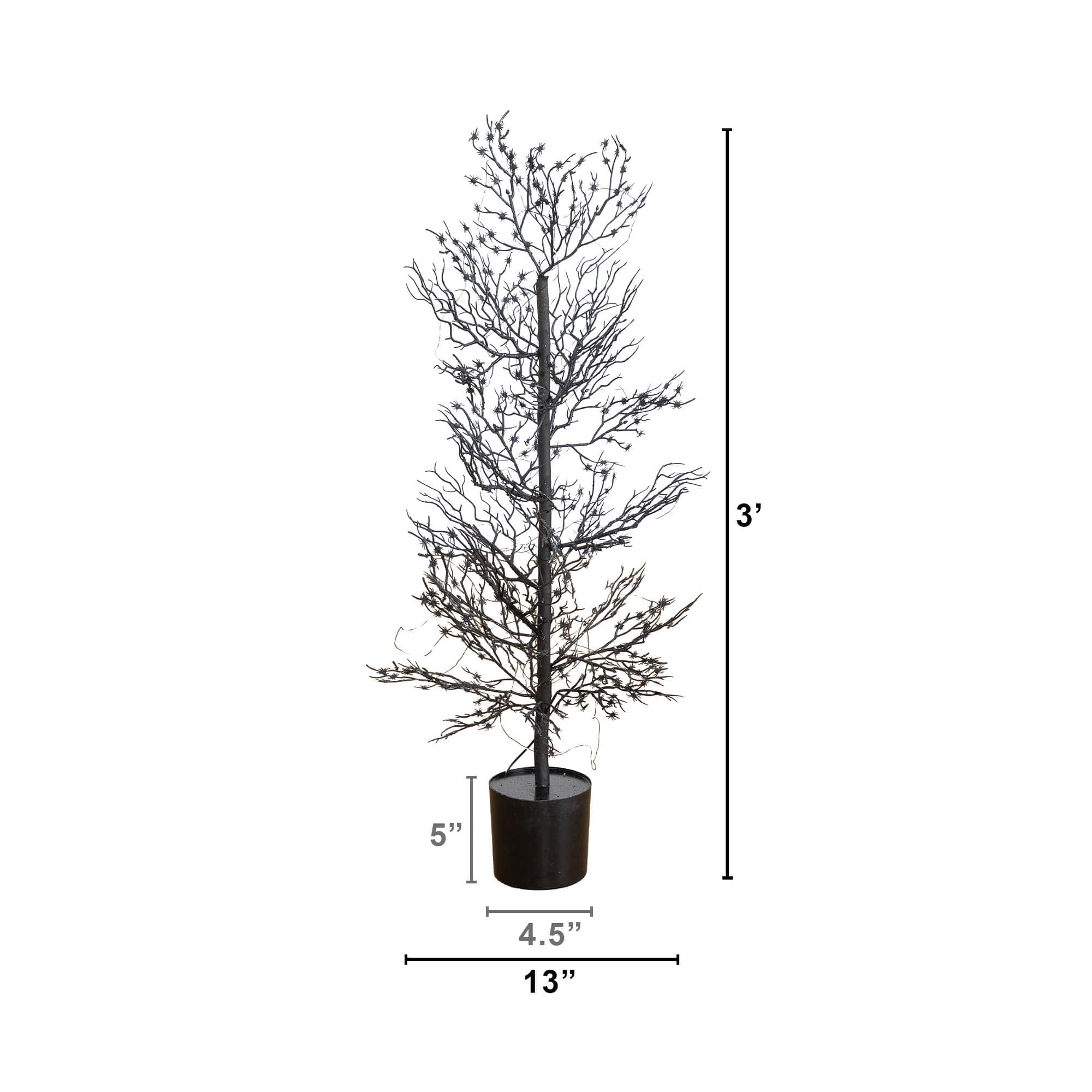 3ft. Pre-Lit Artificial Halloween Spider Twig Tree with 80 Orange & Purple LED Lights