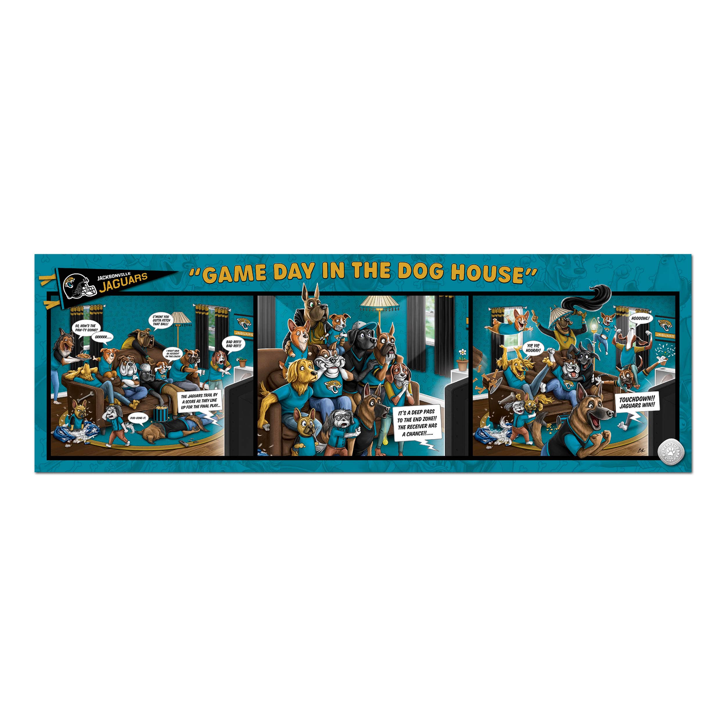 NFL Game Day in the Dog House 1,000 Piece Puzzle
