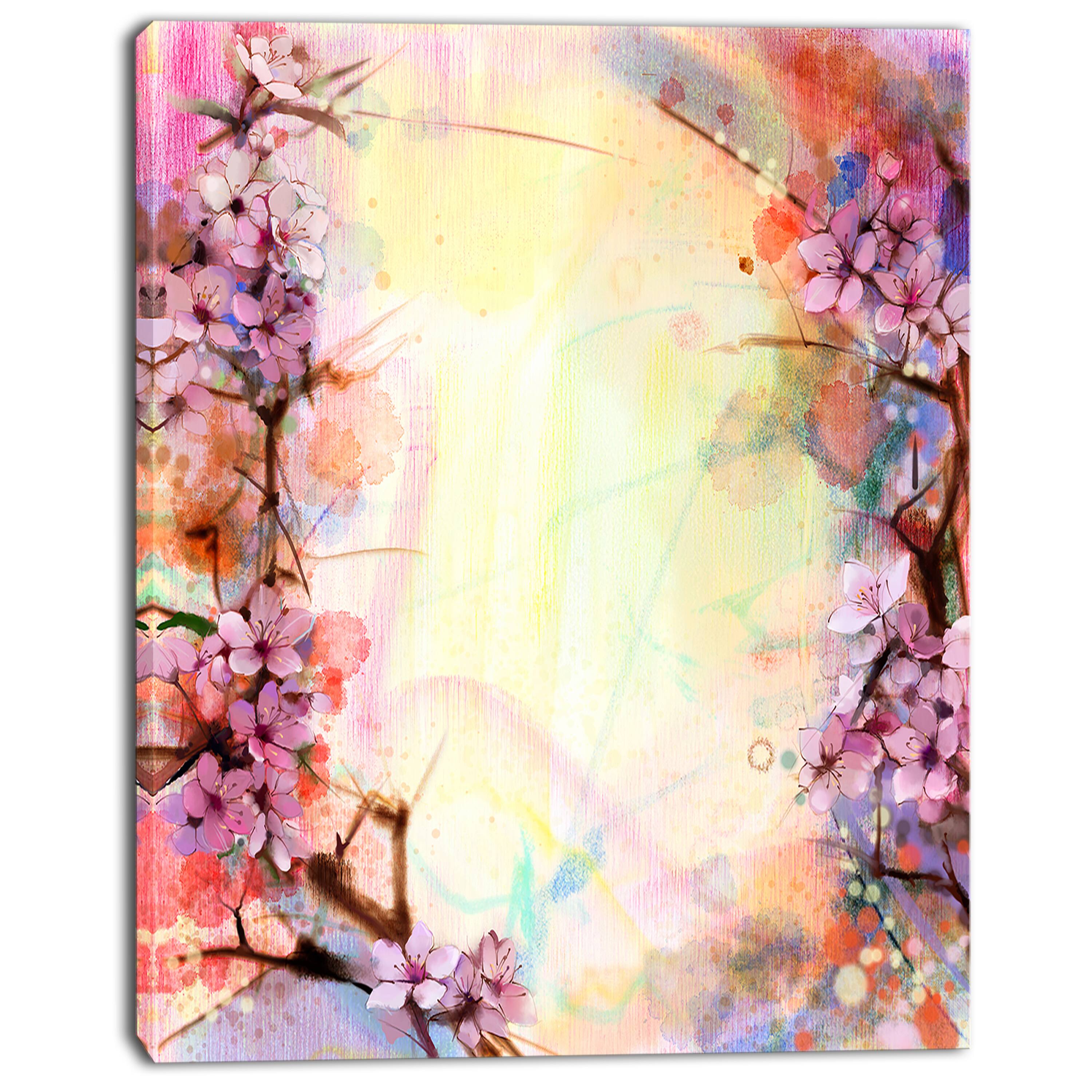 Designart - Pink Sakura on Blurred Background