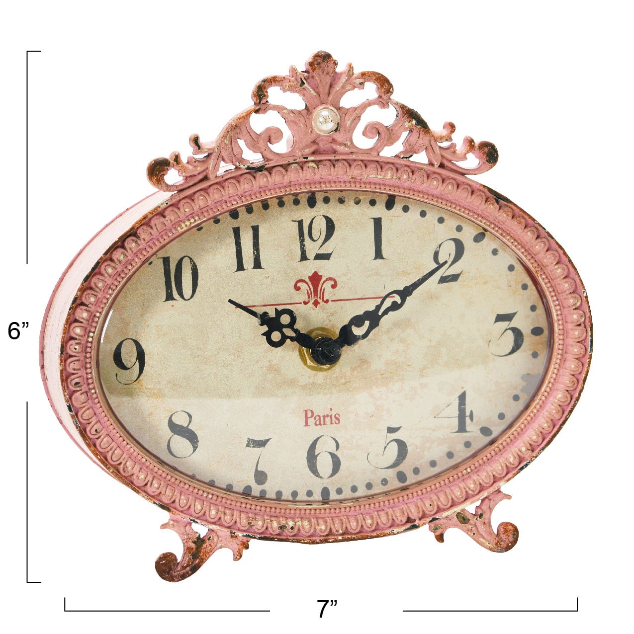 Hello Honey® 6.5" Distressed Pewter Mantel Clock