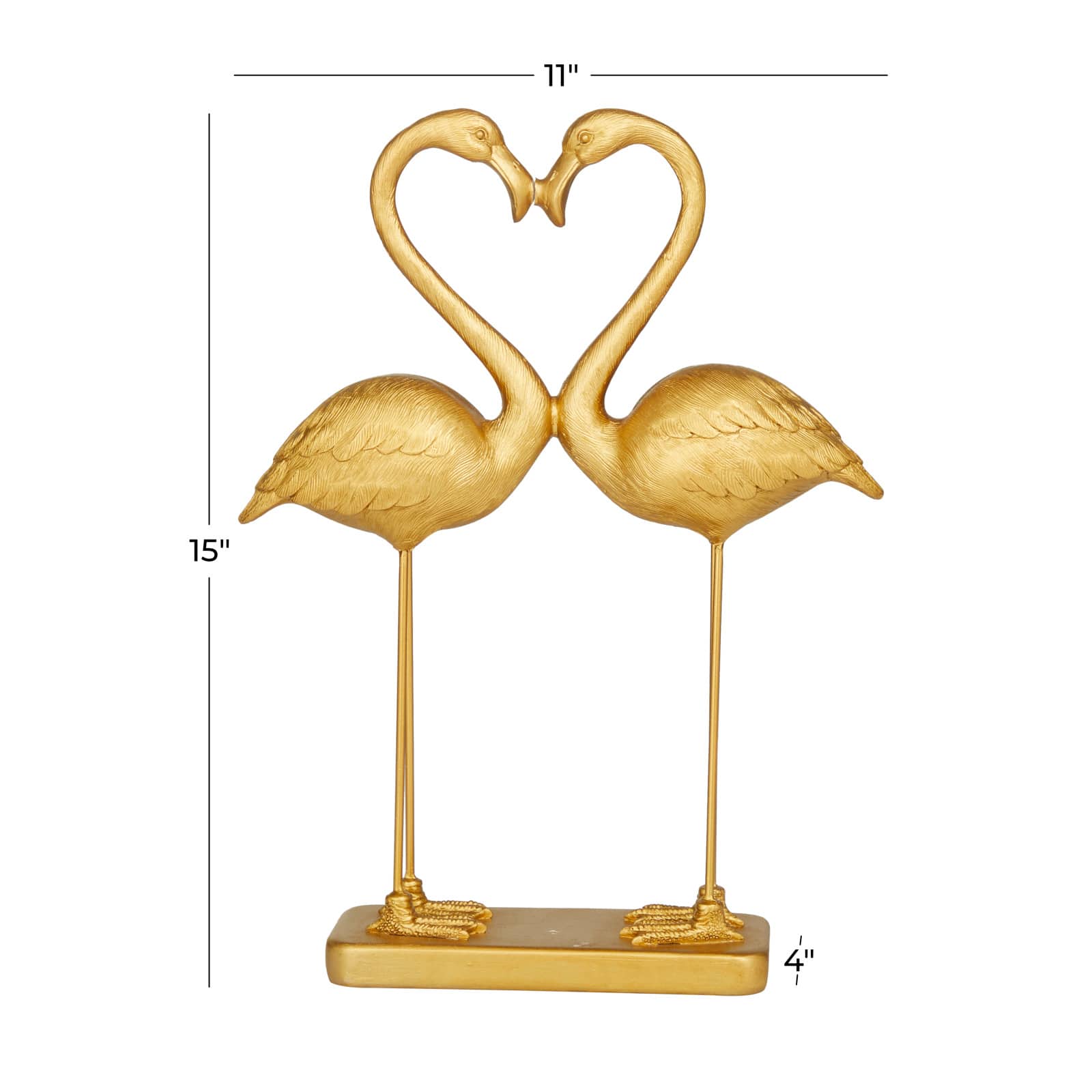 Gold Resin Eclectic Flamingo Sculpture 15" x 11" x 4"