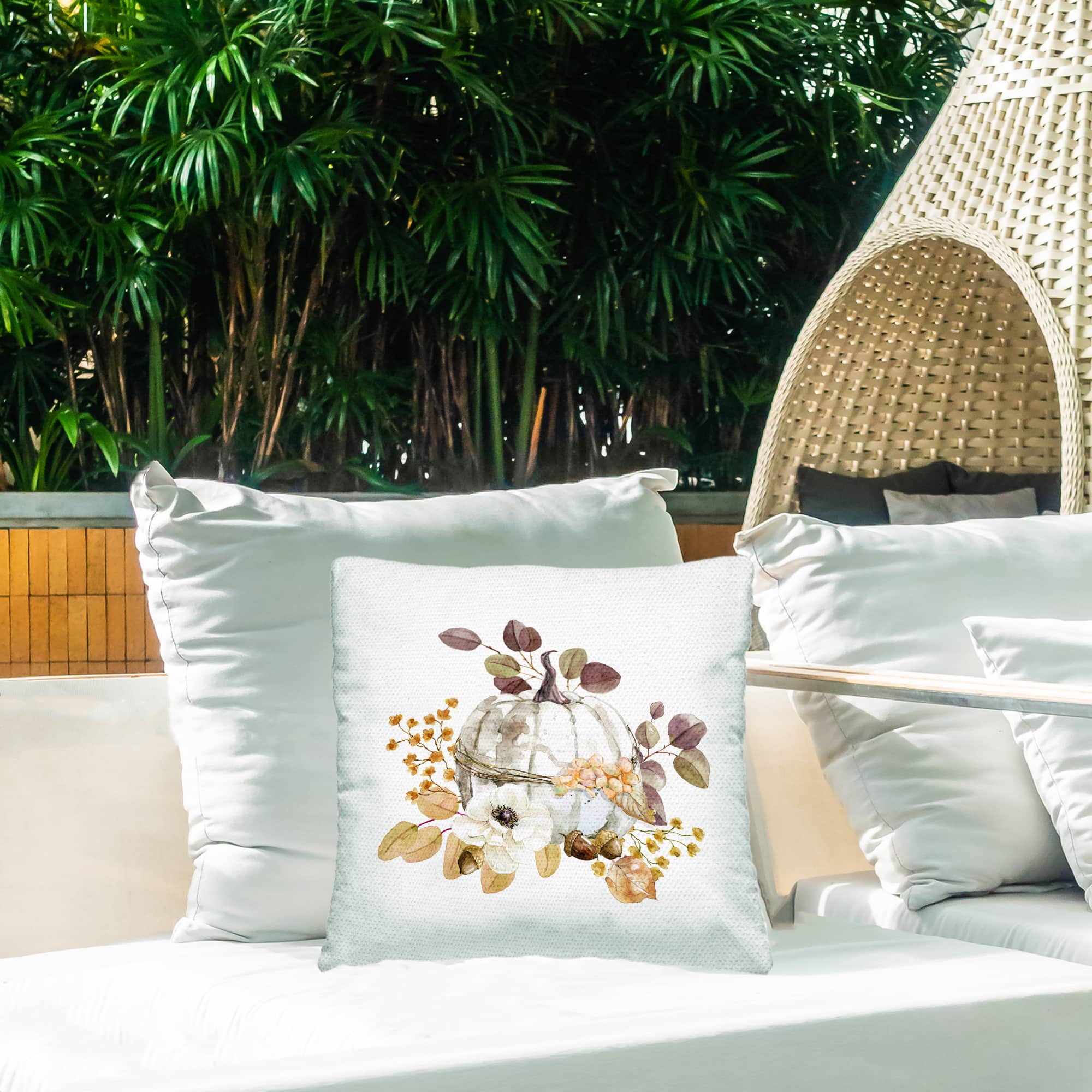 Stupell Industries Minimal Autumnal Botanicals Outdoor Printed Pillow
