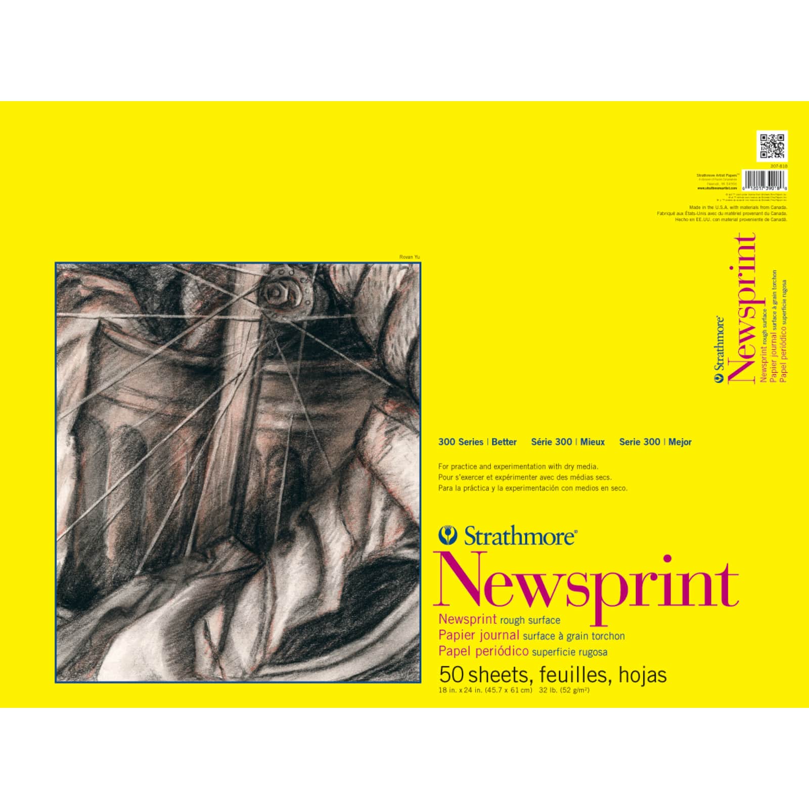 Strathmore® 300 Series 18" x 24" Rough Newsprint Paper Pad