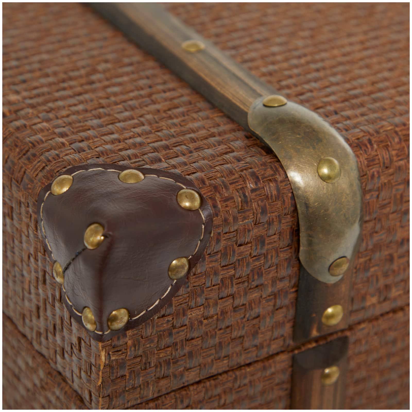 Brown Inspired Trunk with Latches & Leather Accent Set