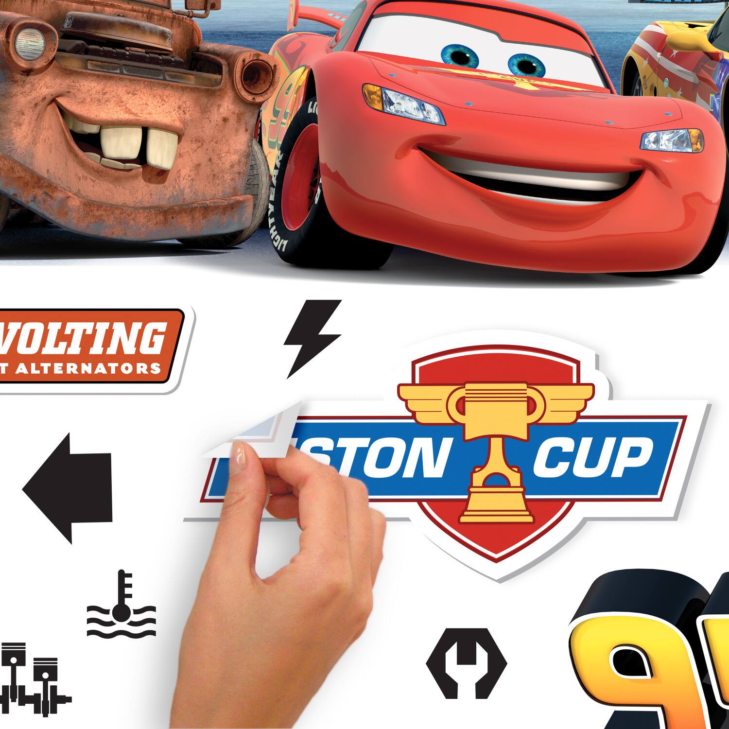RoomMates Cars Peel & Stick Giant Wall Decal Set with Alphabet