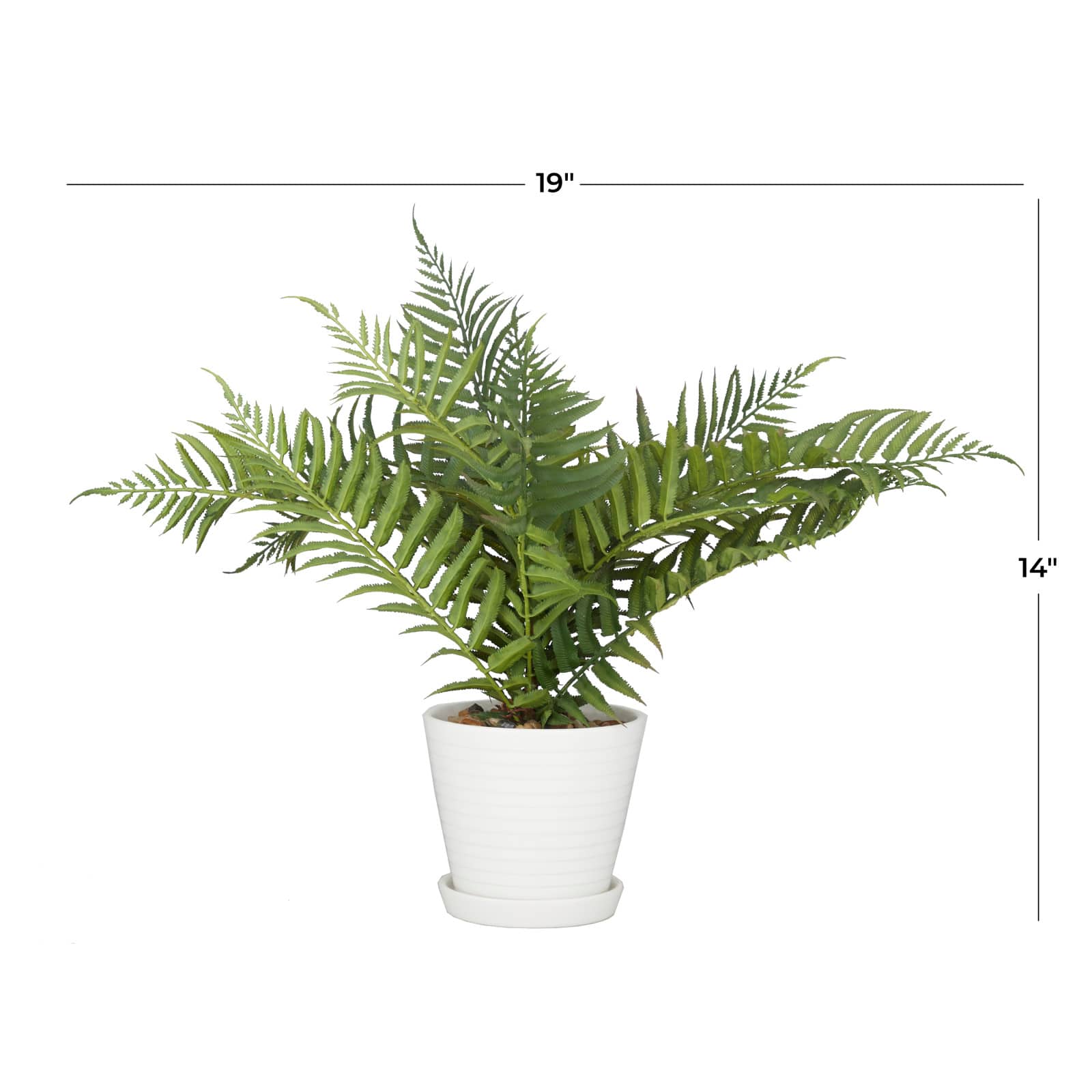 White Traditional Floral and botanical Artificial Foliage, 19" x 23" x 14"