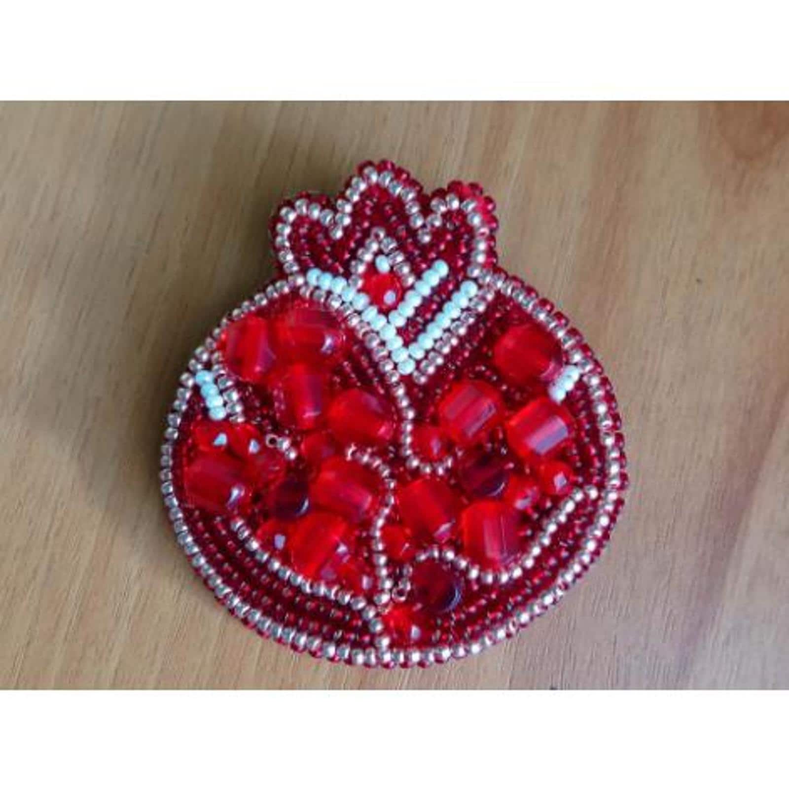Crystal Art Beadwork Kit For Creating Brooch Pomegranate