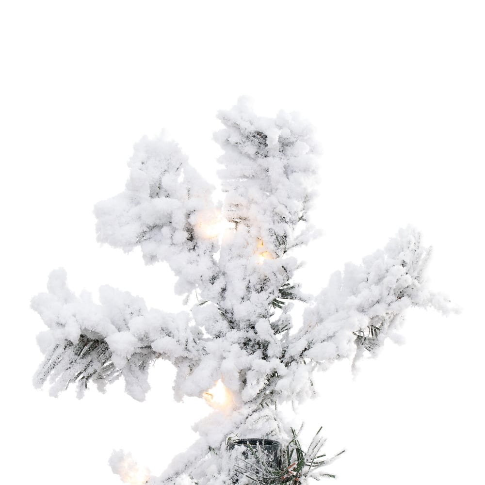 4.5ft. Pre-Lit Flocked Alaskan Pine Artificial Christmas Tree, White LED Lights