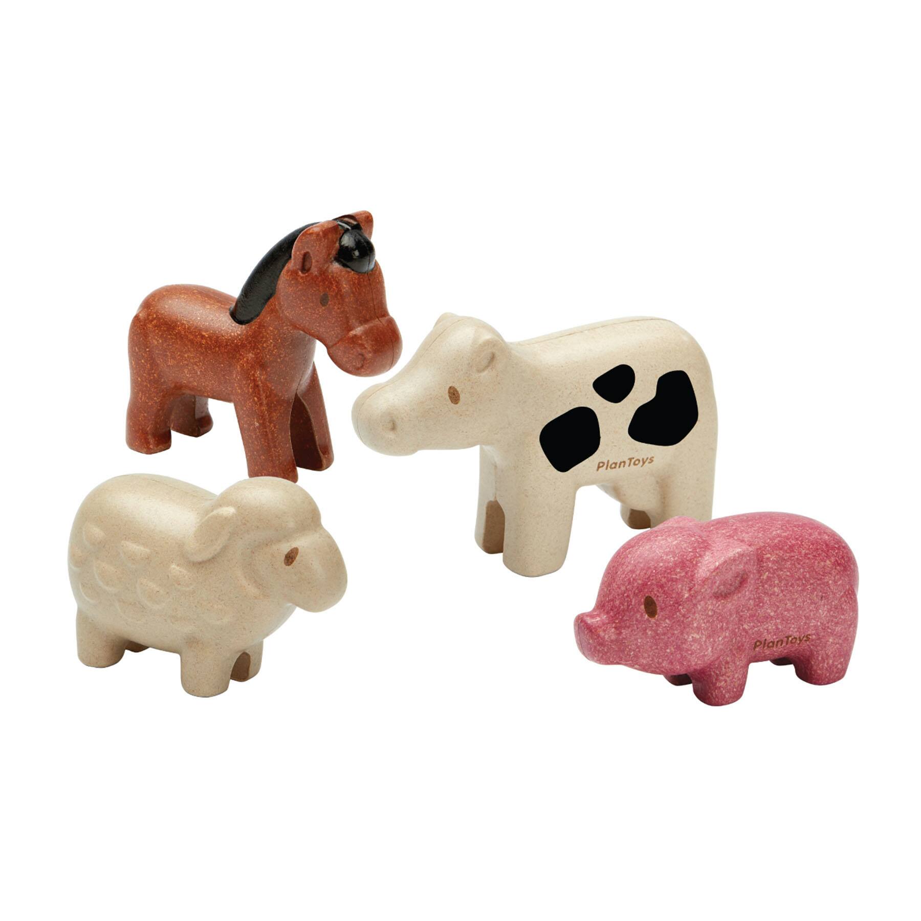 PlanToys Wooden Farm Animals Playset