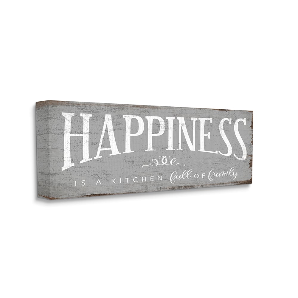 Stupell Industries Happiness is A Full Kitchen Phrase Distressed Paint Canvas Wall Art