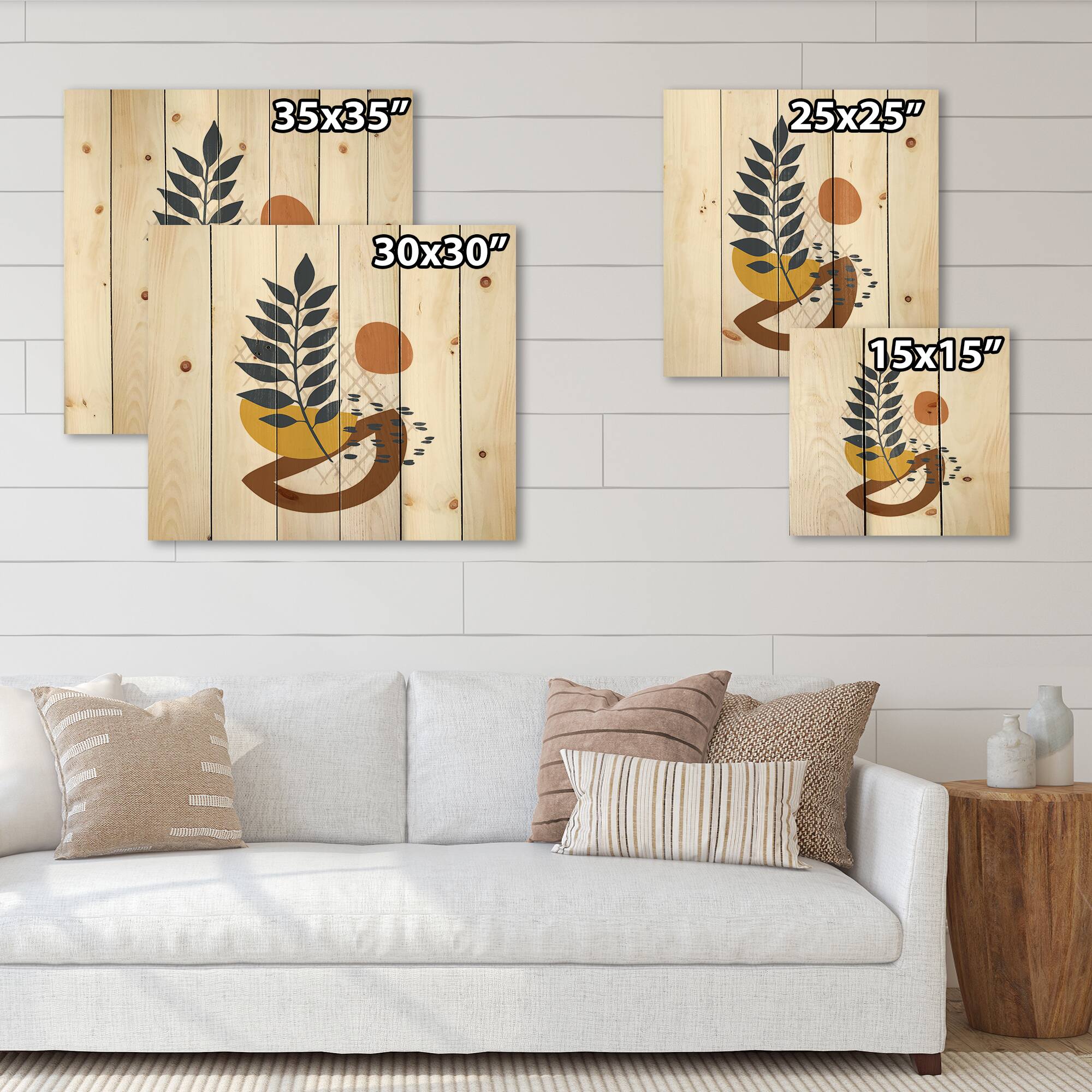 Designart - Elementary Shapes With Abstract Leaves