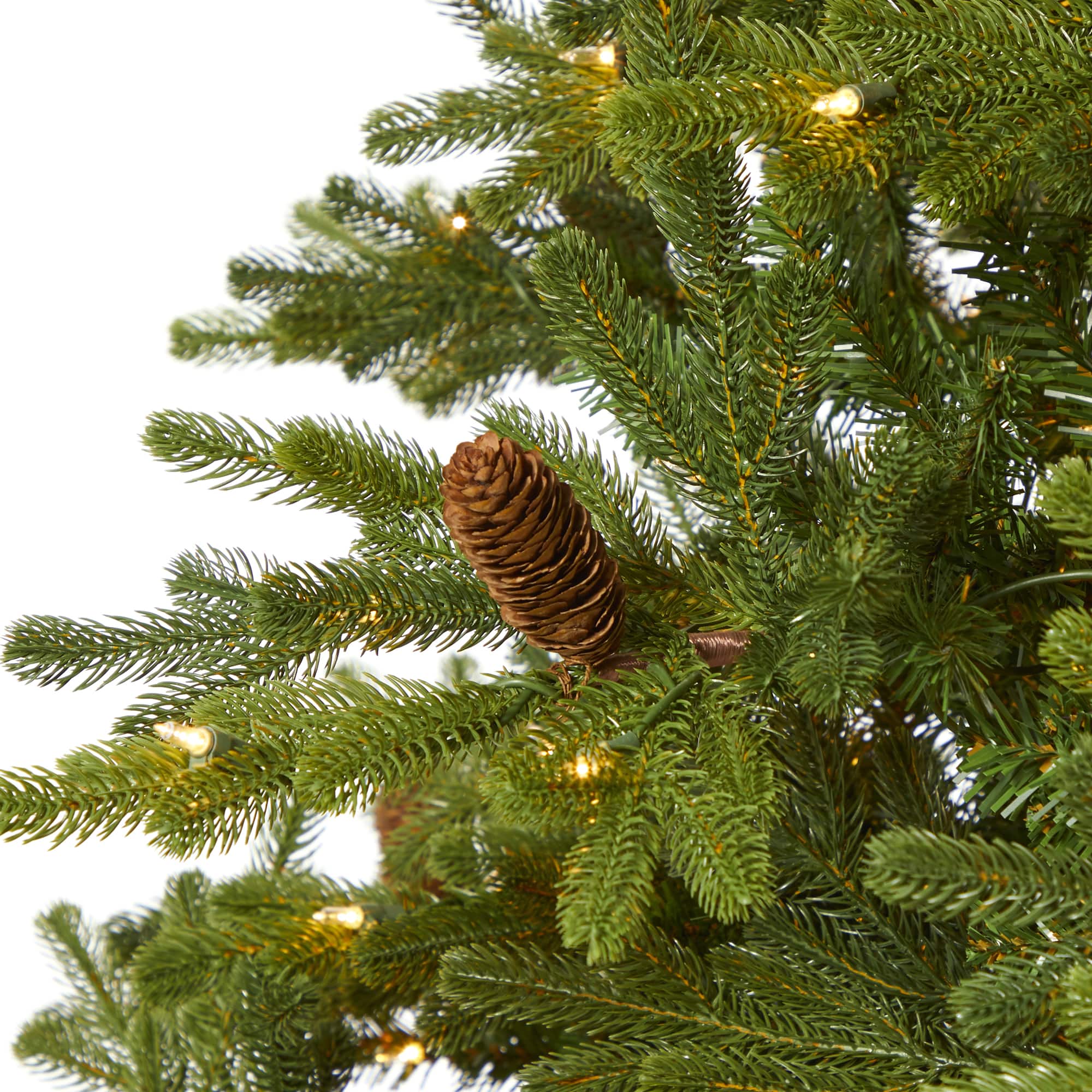 7.5ft. Pre-Lit Yukon Mountain Fir & Pinecones Artificial Christmas Tree with Clear Lights