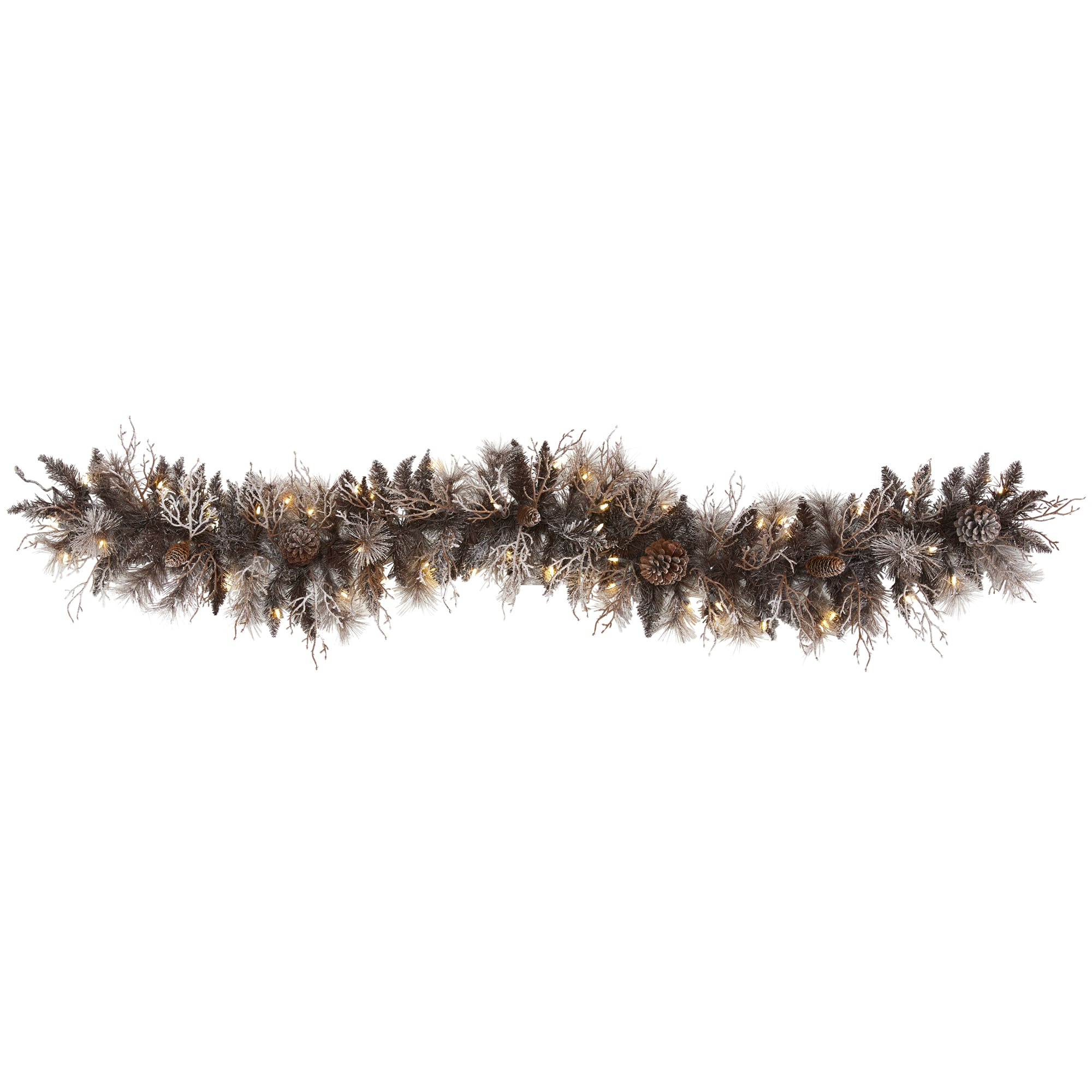 6ft. LED Flocked Pine & Pinecone Christmas Garland