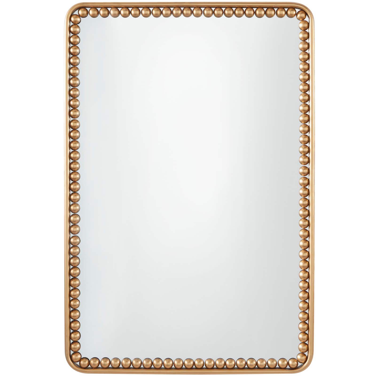 Gold Metal Wall Mirror with Beaded Detailing 24" x 2" x 36"