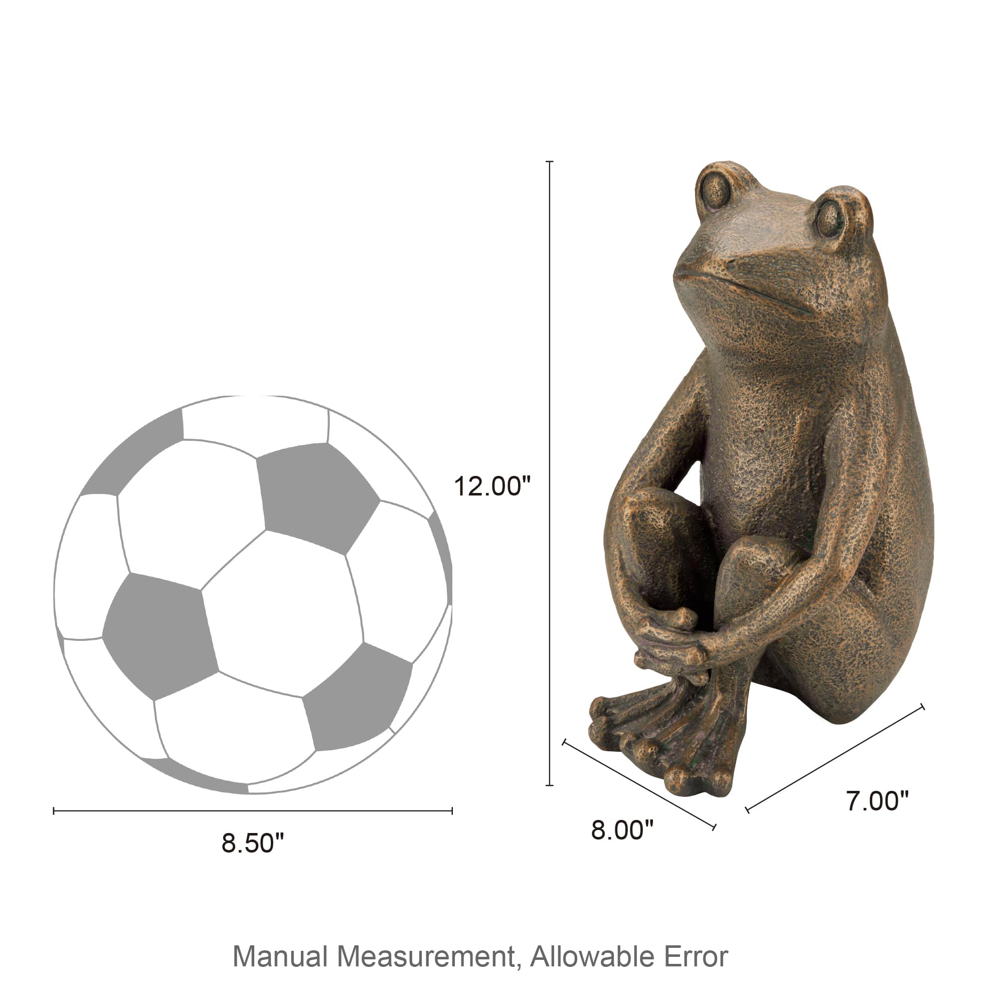 Glitzhome® 12" Resin Bronze Squatting Frog Statue