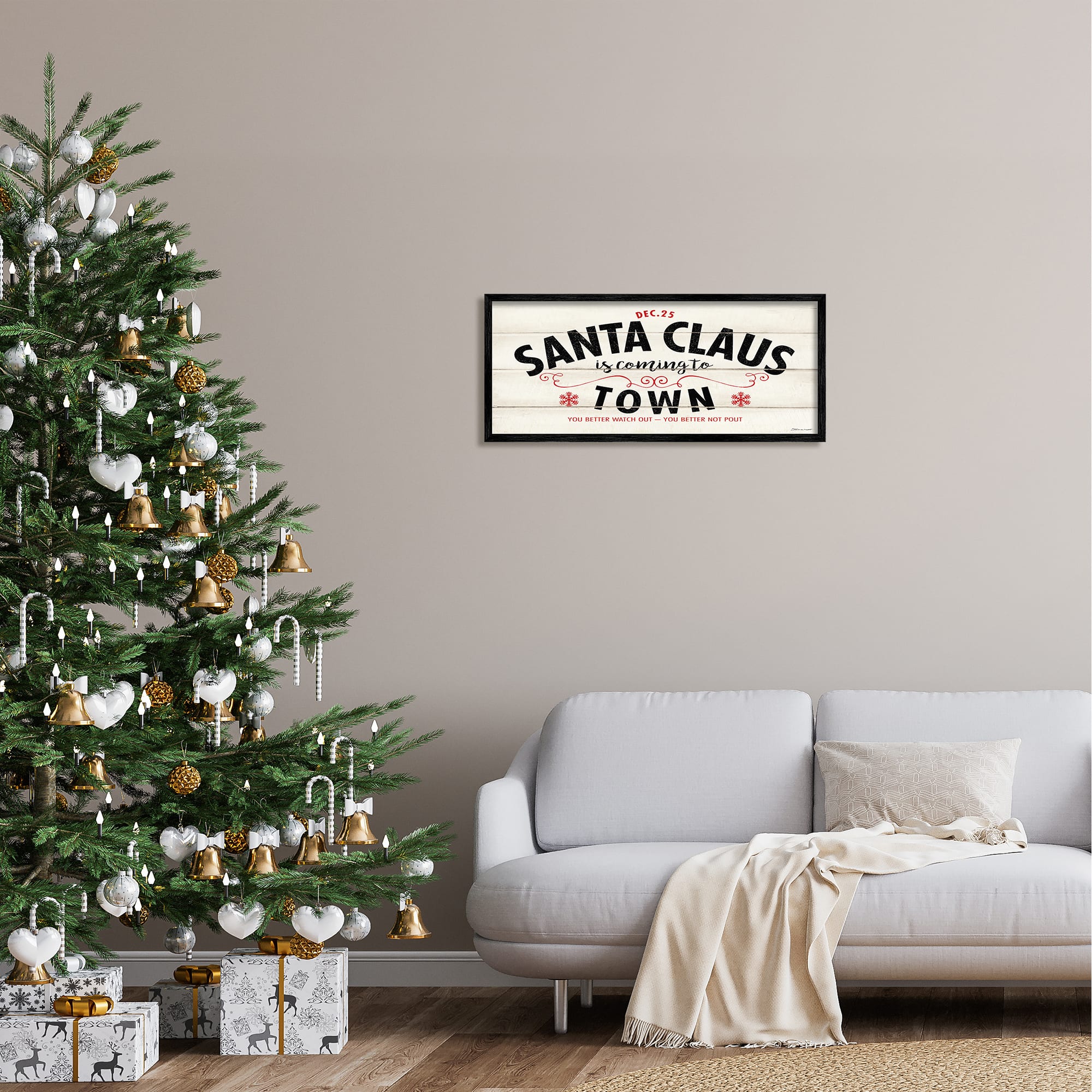 Stupell Industries Santa Claus Coming To Town Rustic Framed Giclee Art
