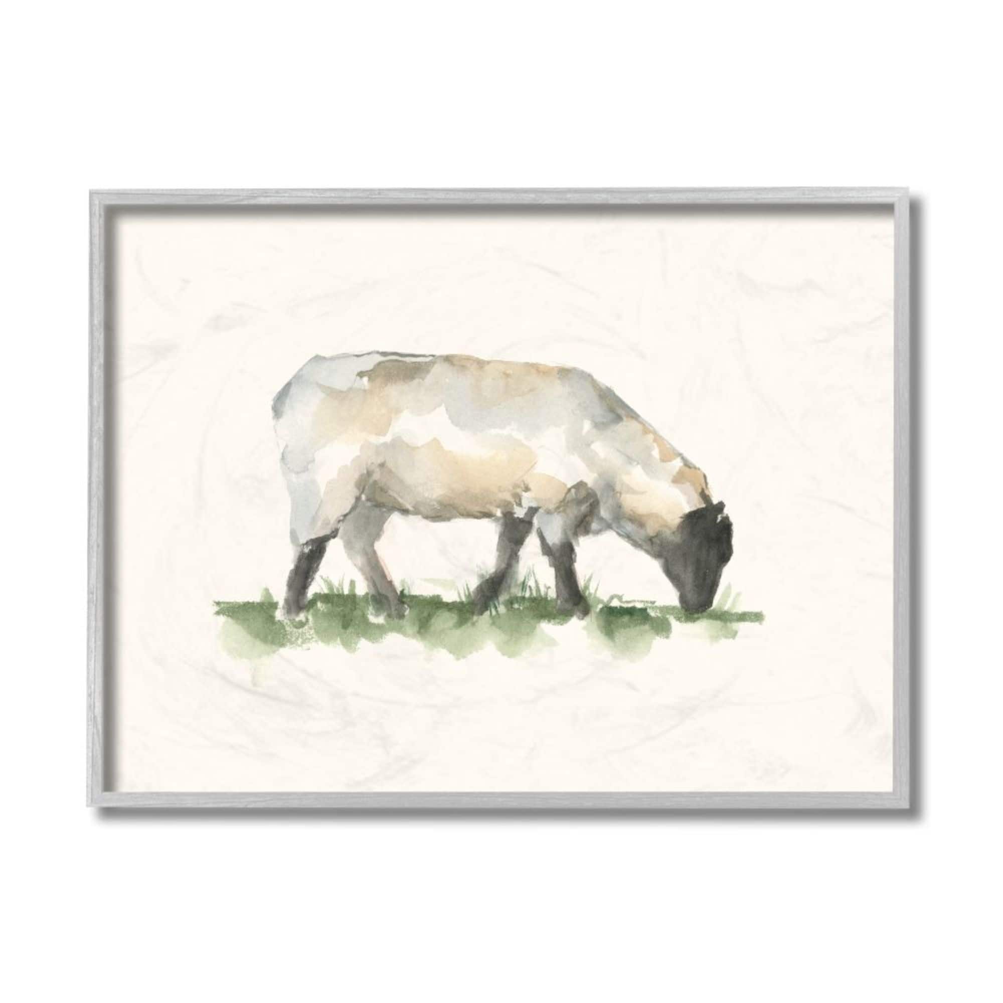Stupell Industries Grazing Sheep Gray Framed Wall Art