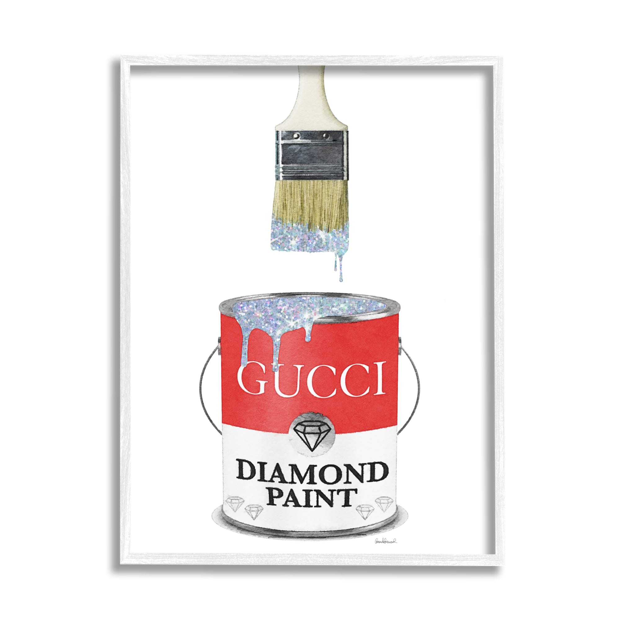 Stupell Industries Diamond Paint Fashion Pop Container Designer Glam Red Framed Wall Art