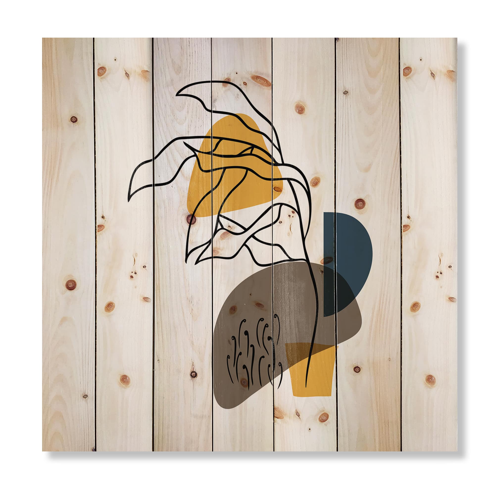Designart - Abstract Flowers On Minimal Shapes V