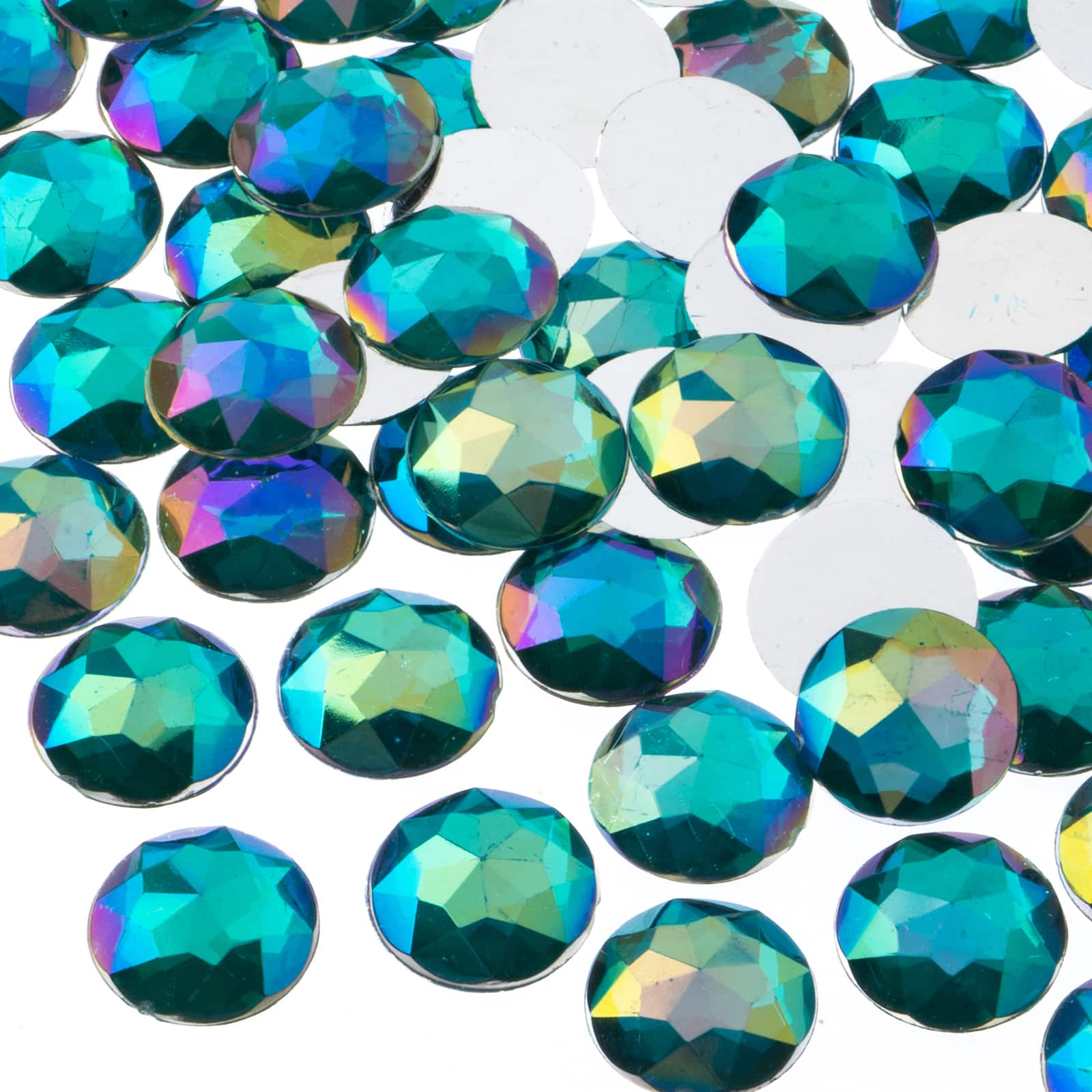 John Bead 16mm AB Acrylic Round Flat Back Rhinestones, 200ct.