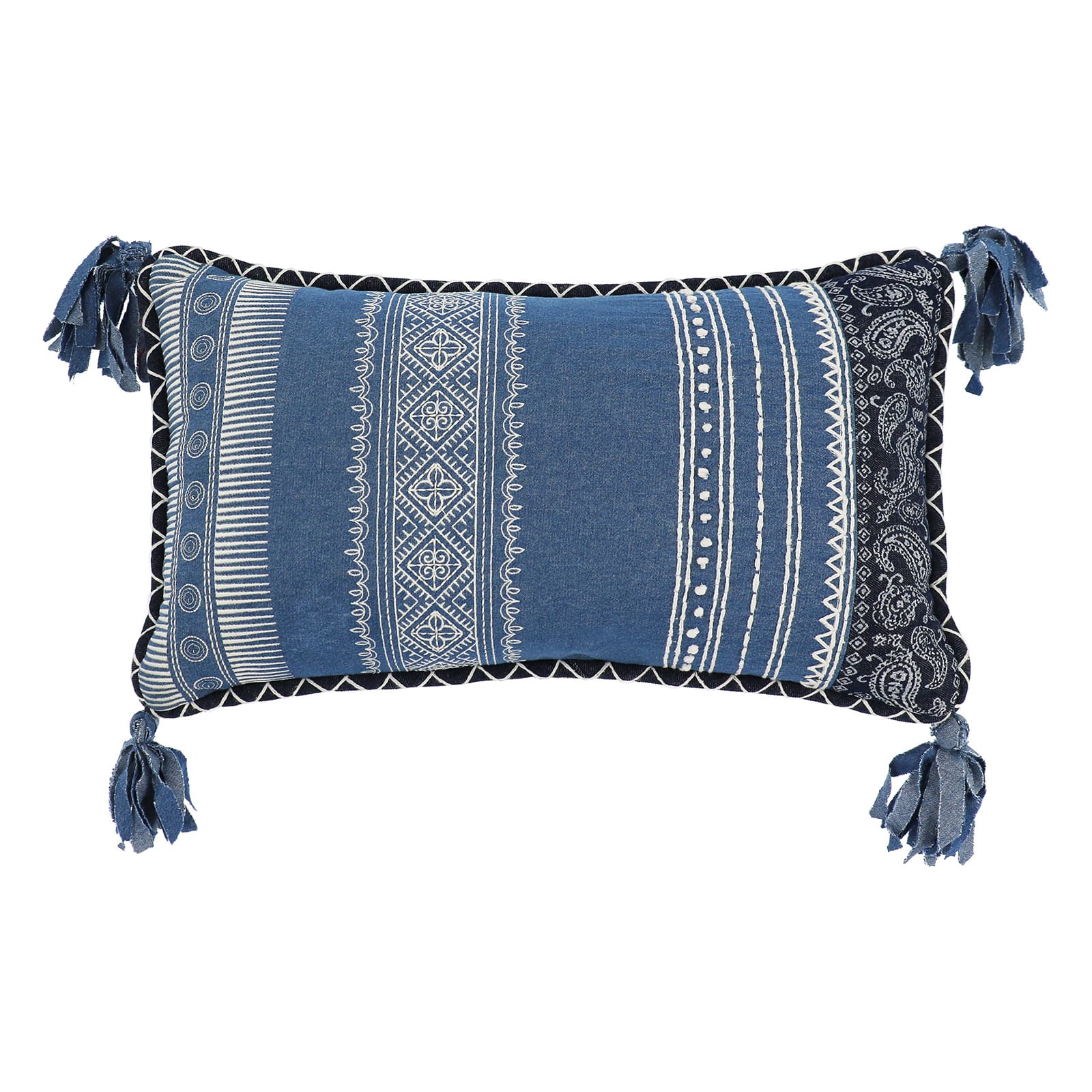 20" x 12" Blue Lumbar Pillow with Tassels by Ashland®