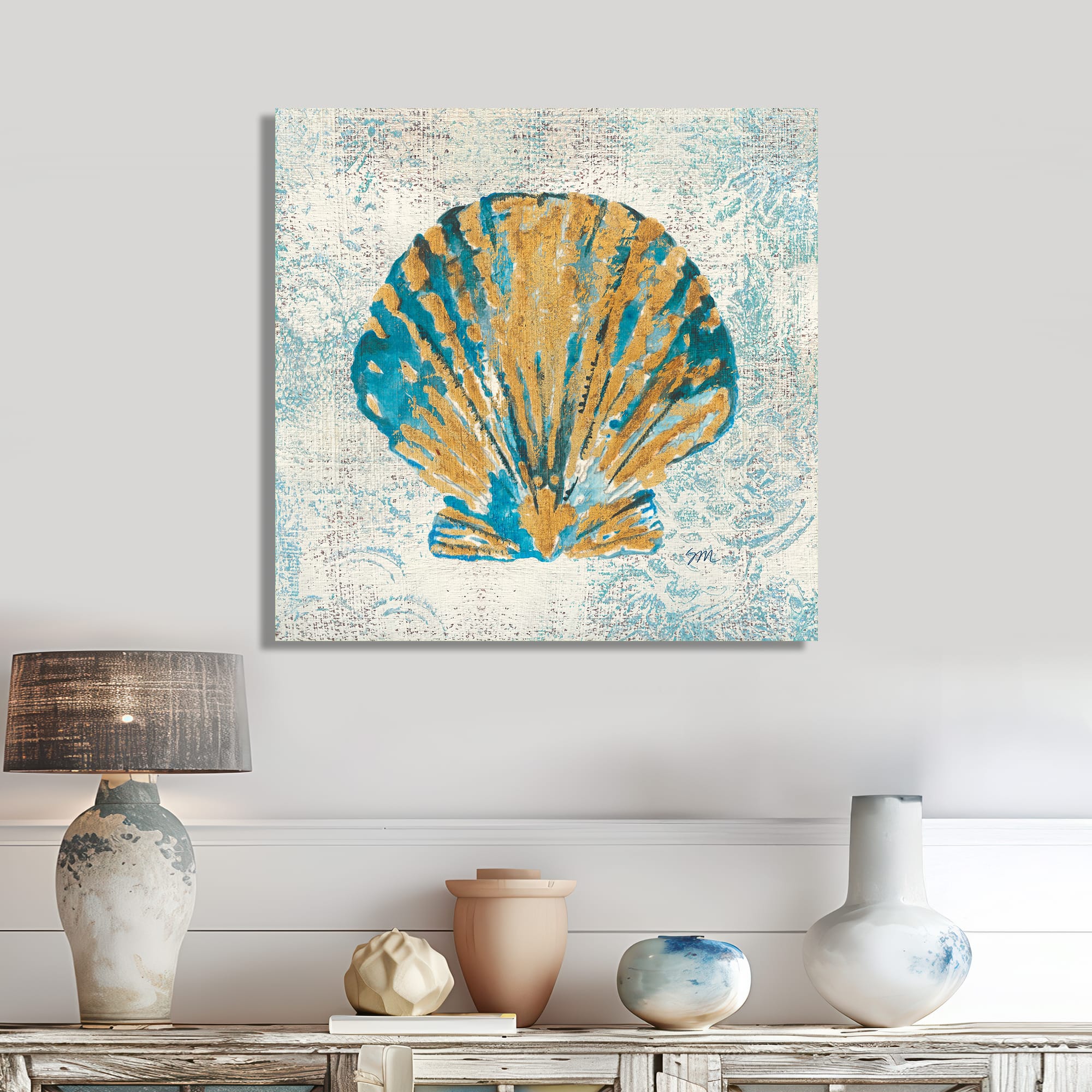 Designart - Coastal Pastel seashells I