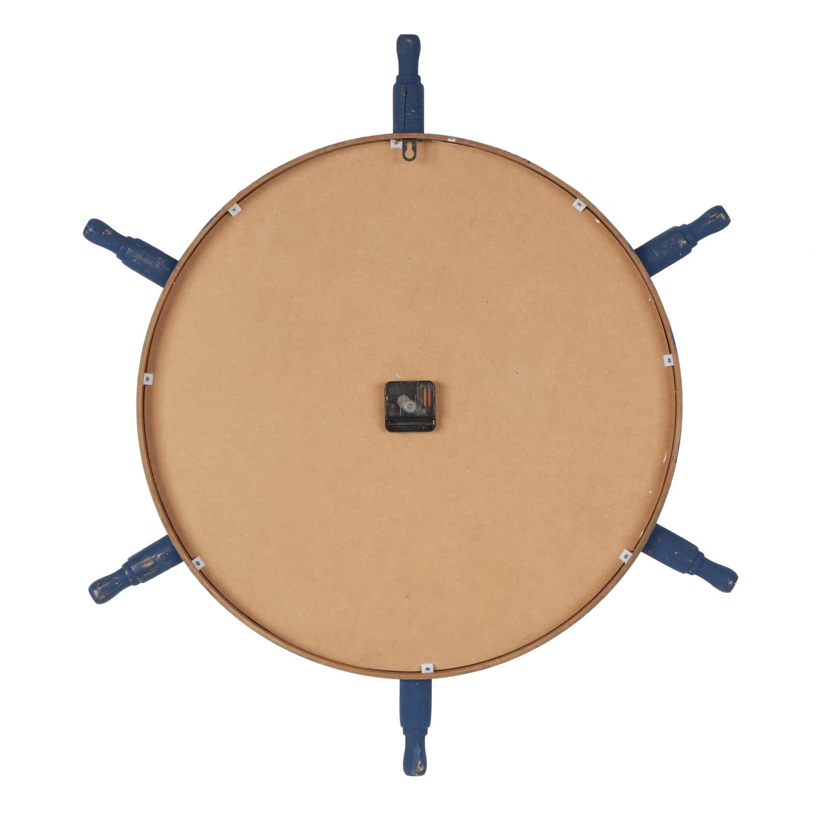 33" White & Blue Wood & Rope Ship Wheel Decorative Wall Clock