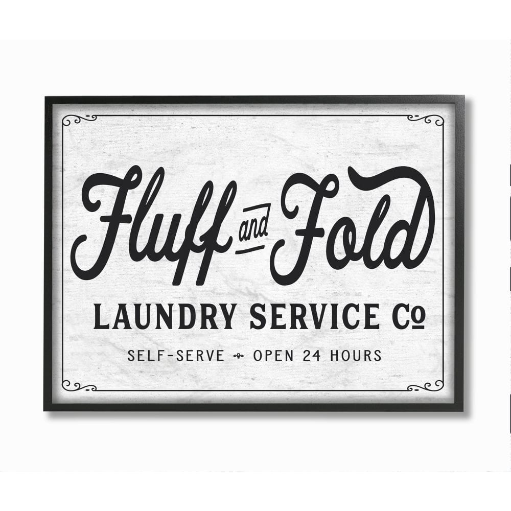 Stupell Industries Fluff and Fold Laundry Room Vintage Country Sign Framed Wall Art
