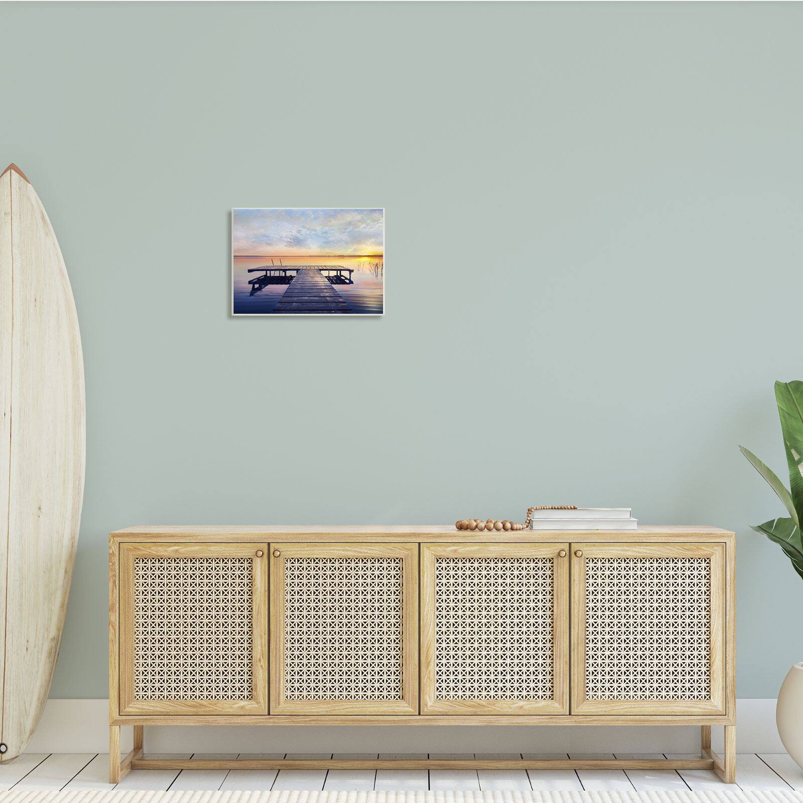 Stupell Industries Tranquil Lake Dock Sunset Nautical Summer Sanctuary Wall Plaque