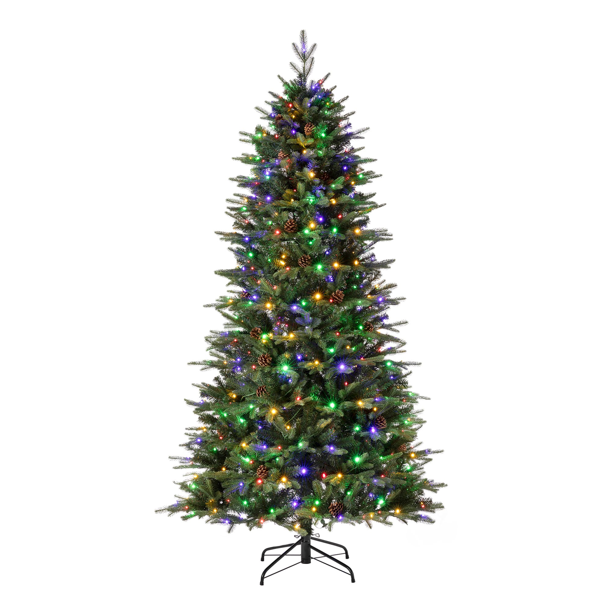 7ft. Pre-Lit Green Fir Artificial Christmas Tree, Warm White & Multicolor LED Lights