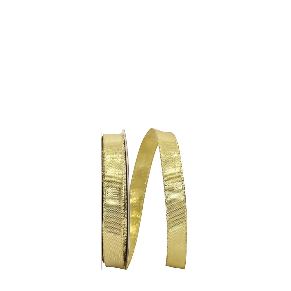 JAM Paper /8" x 25yd. Gold Woven Lame 3 Wired Edge Ribbon