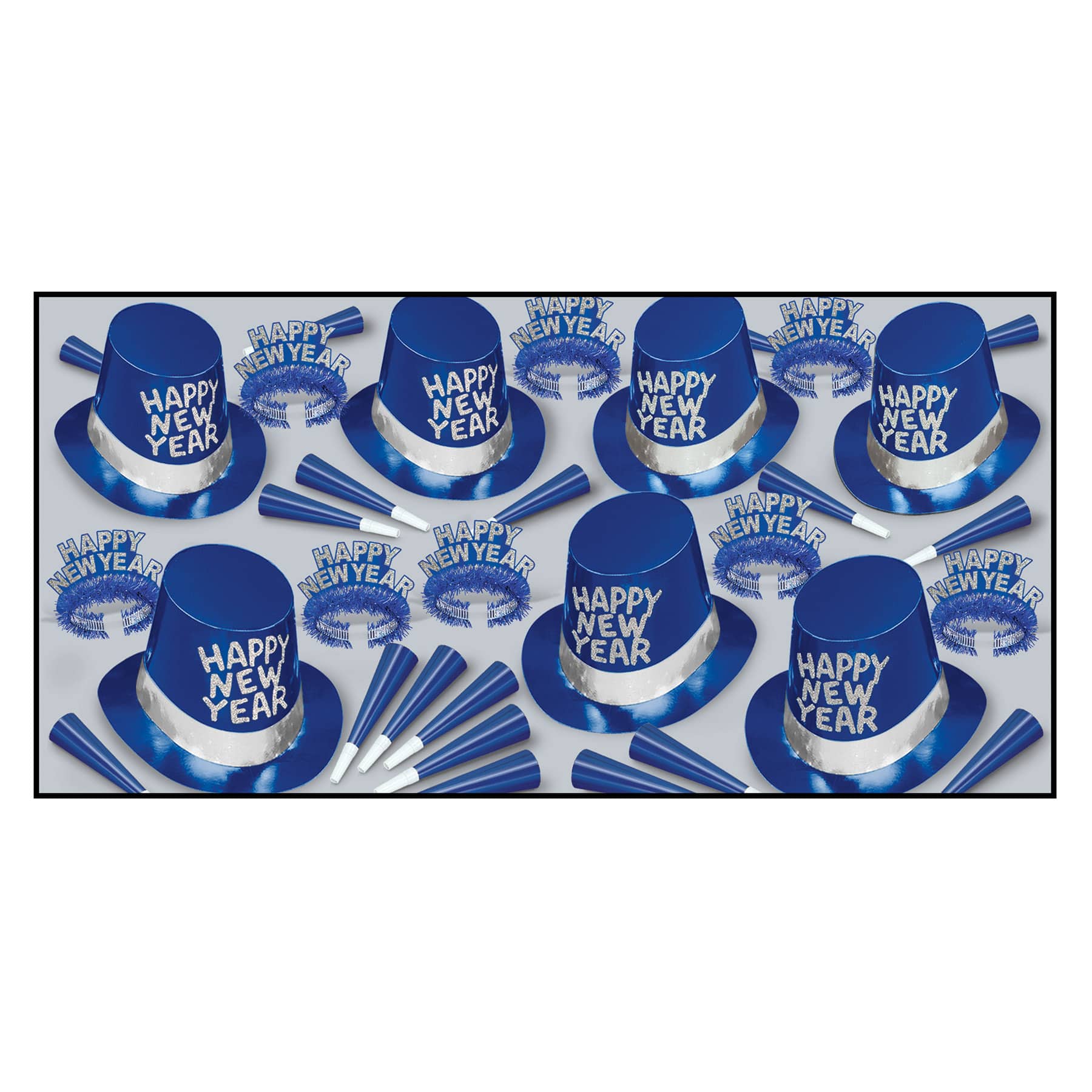 Beistle Silver & Blue New Year Ice Party Favor Kit for 50